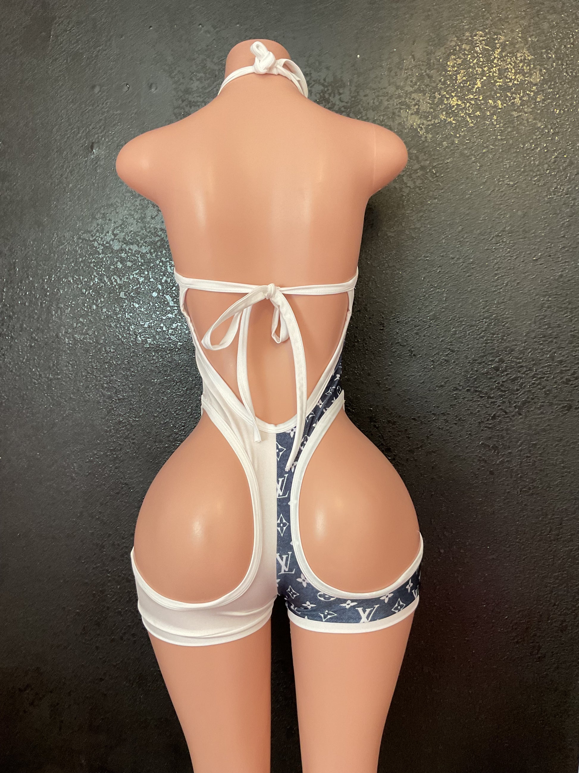 Lace up cut out romper