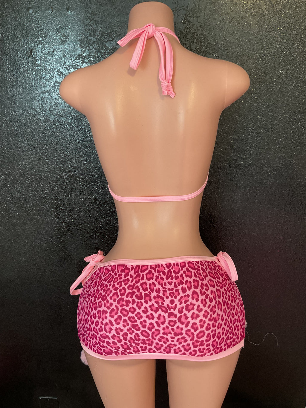 Pom Pom skirt set pink leopard