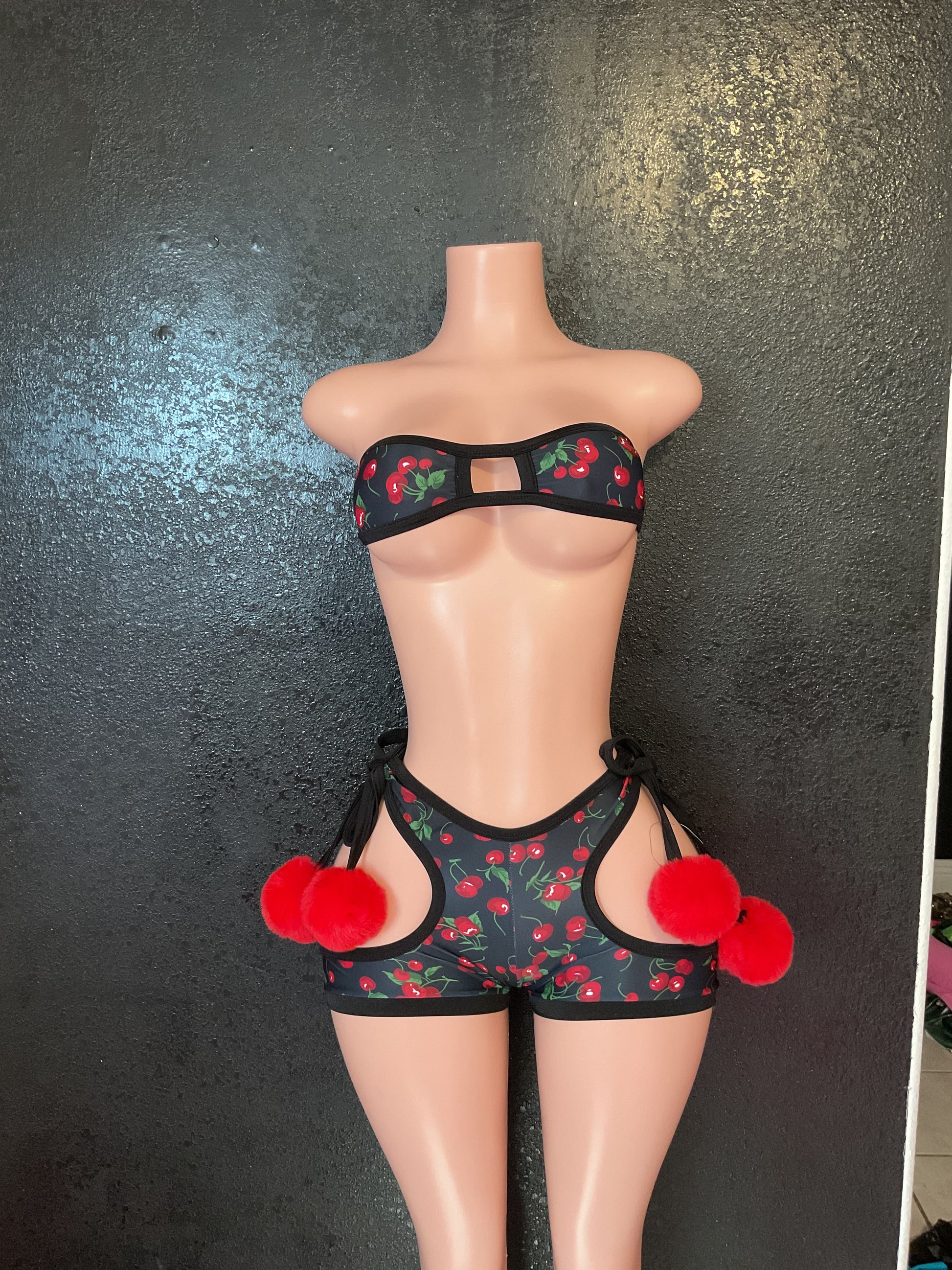 Cherry cut out booty shorts
