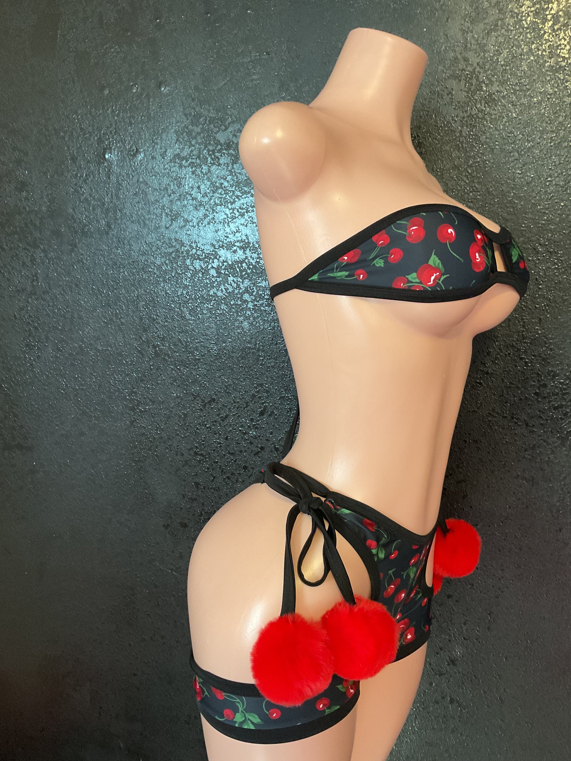 Cherry cut out booty shorts