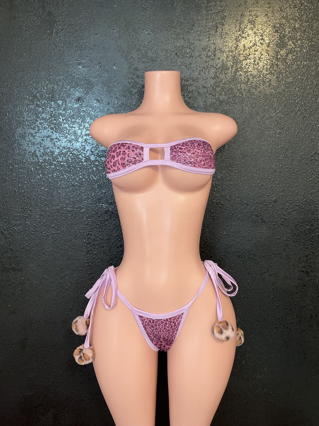Sequin leopard g string bikini