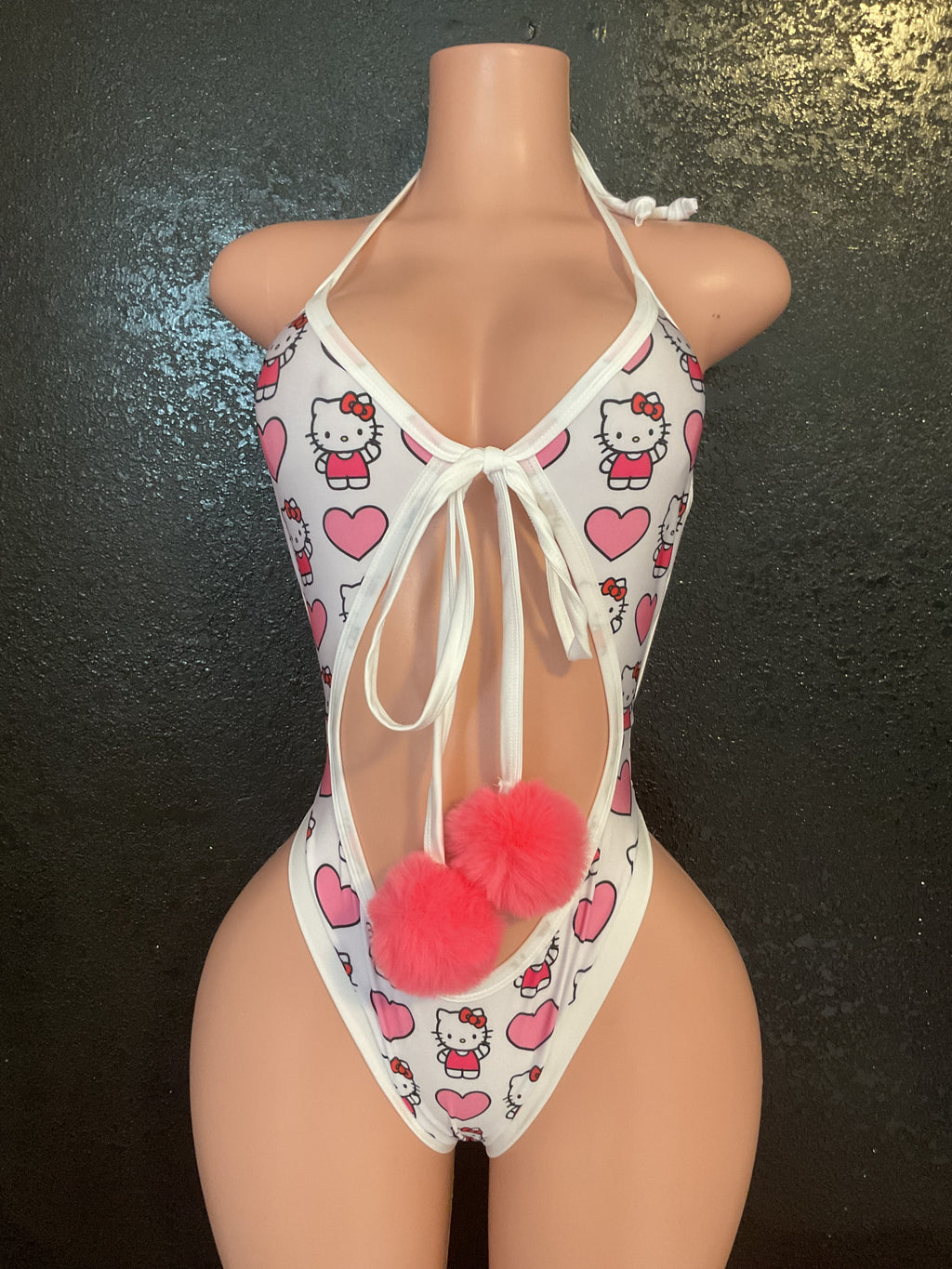One piece tie front thong