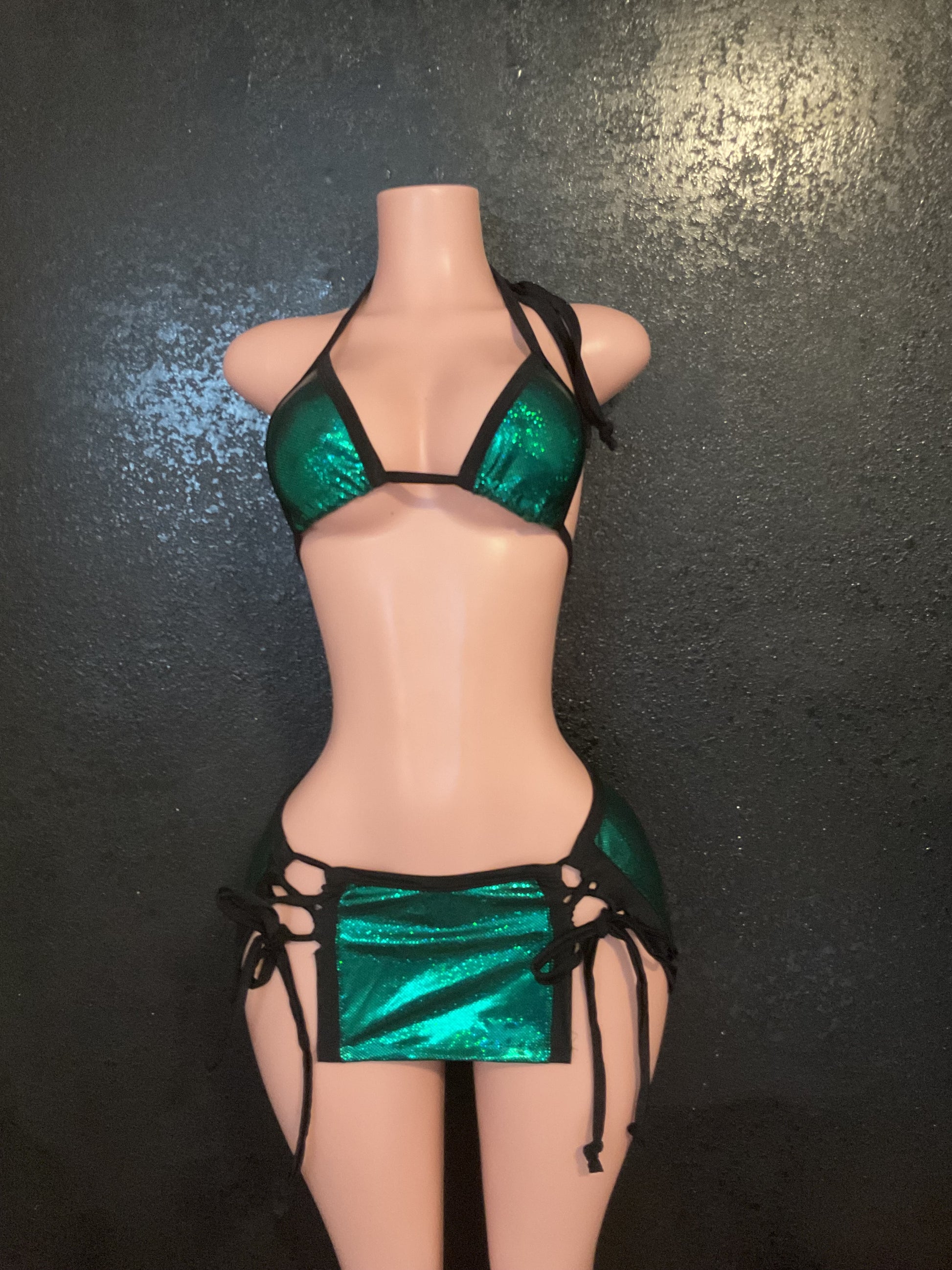 Emerald green skirt set