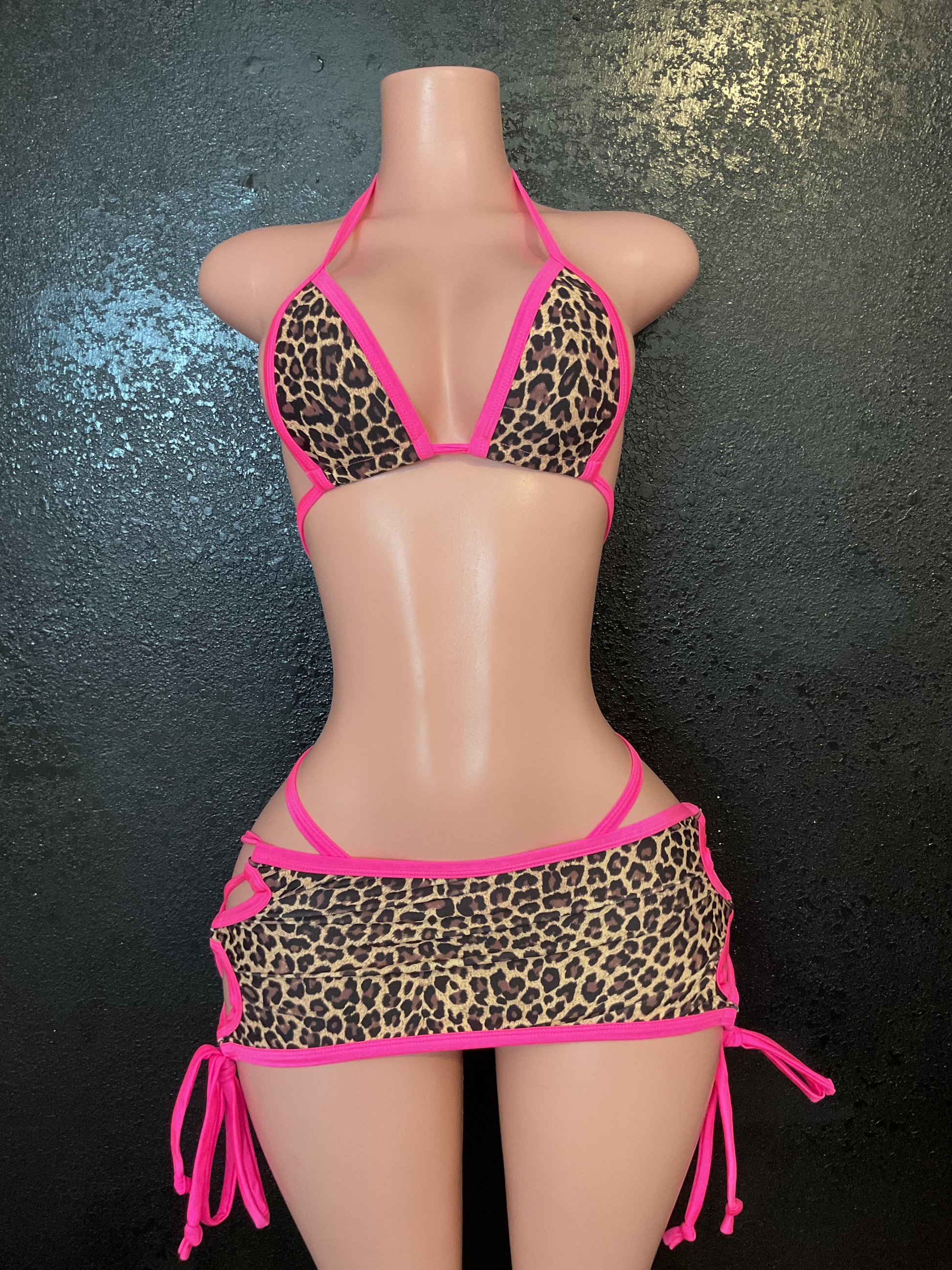 Leopard skirt set g string exotic dancewear