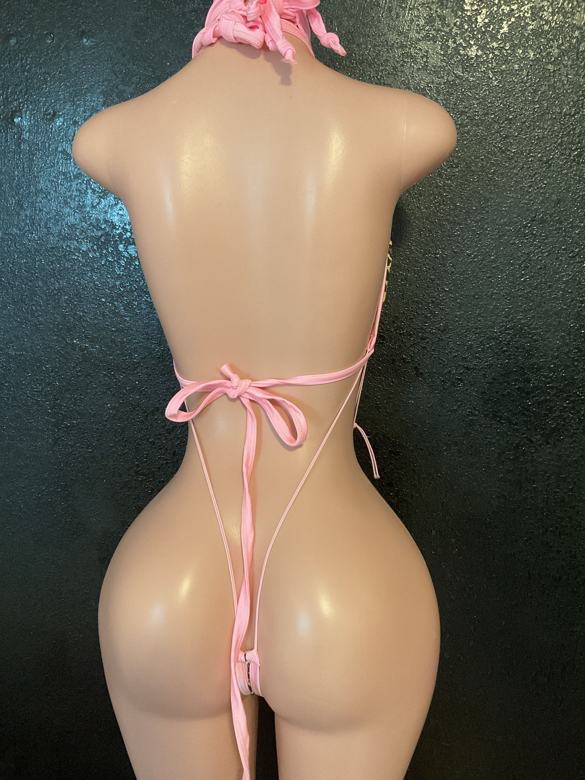 Sling style bikini set leopard