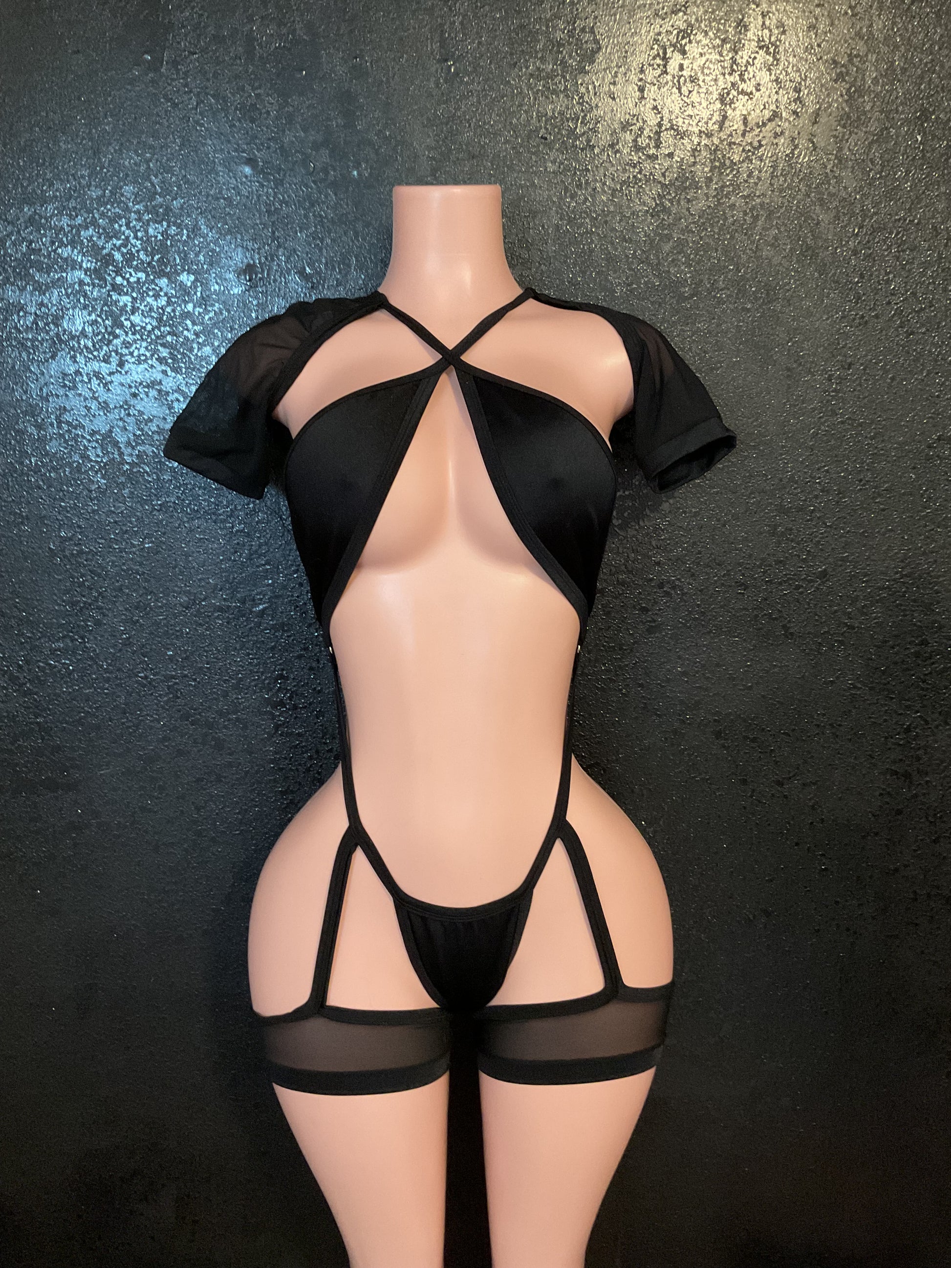 Thong one piece leg cuffs and sleeves