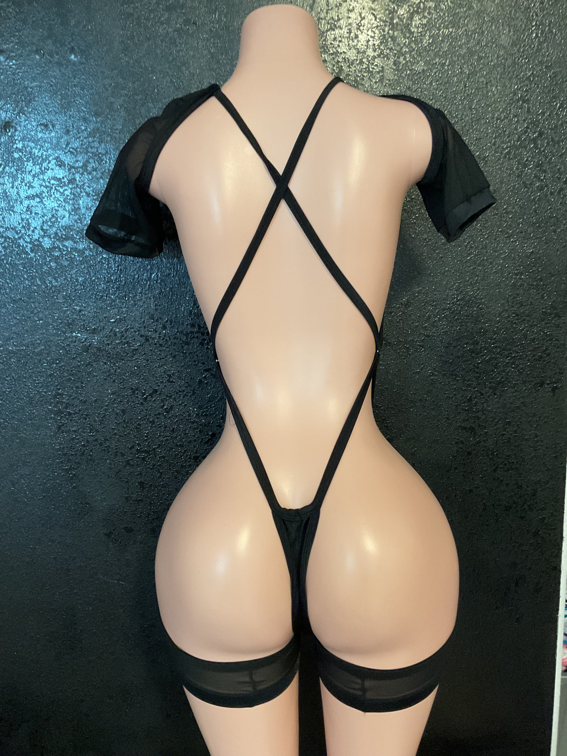 Thong one piece leg cuffs and sleeves
