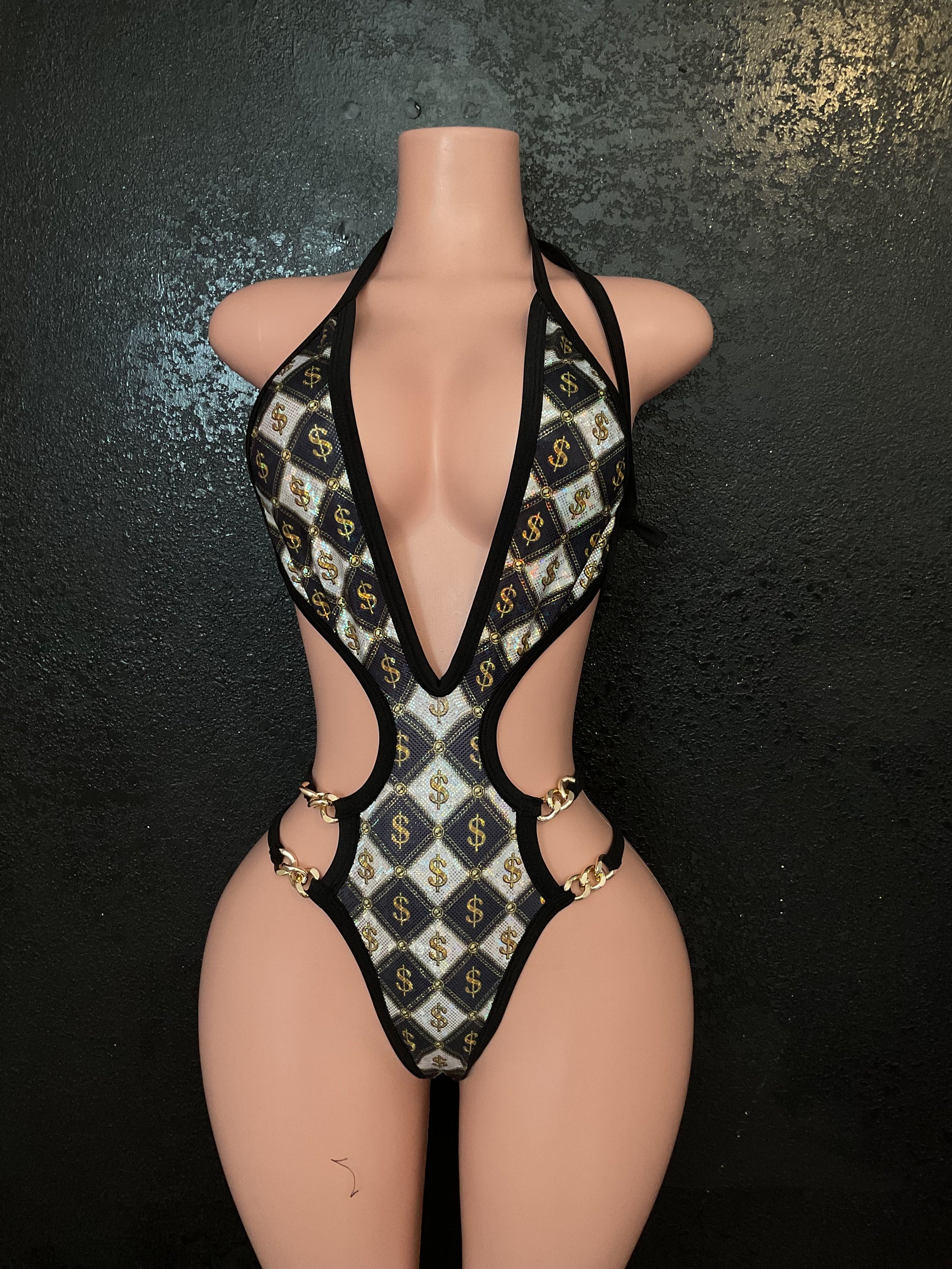 Hologram money print dollar sign thong