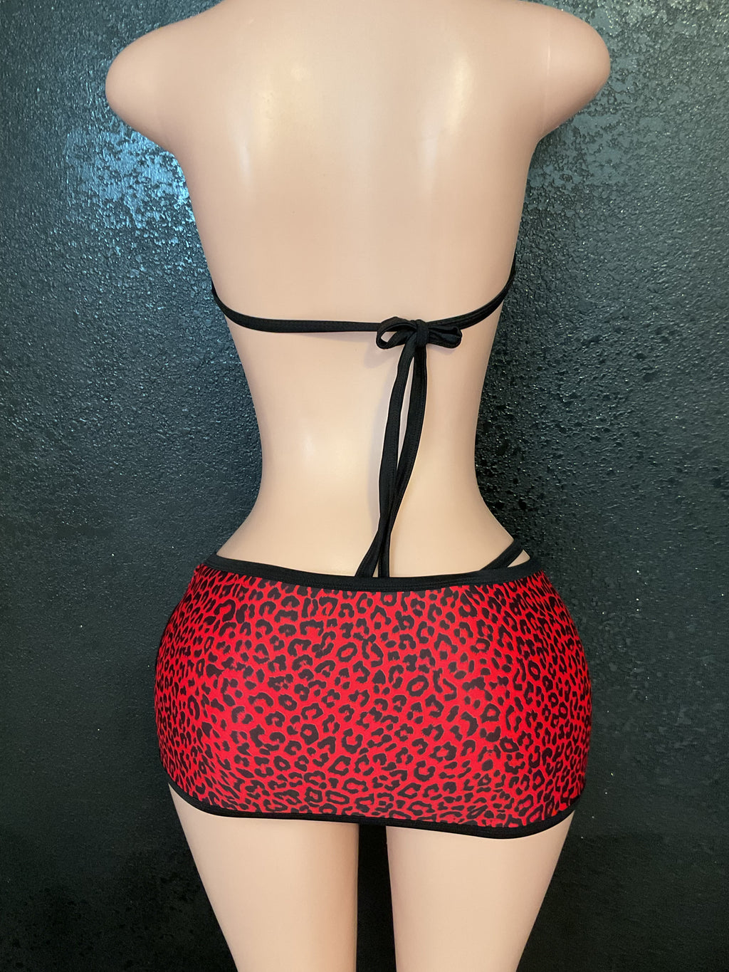 Lace up skirt bikini set