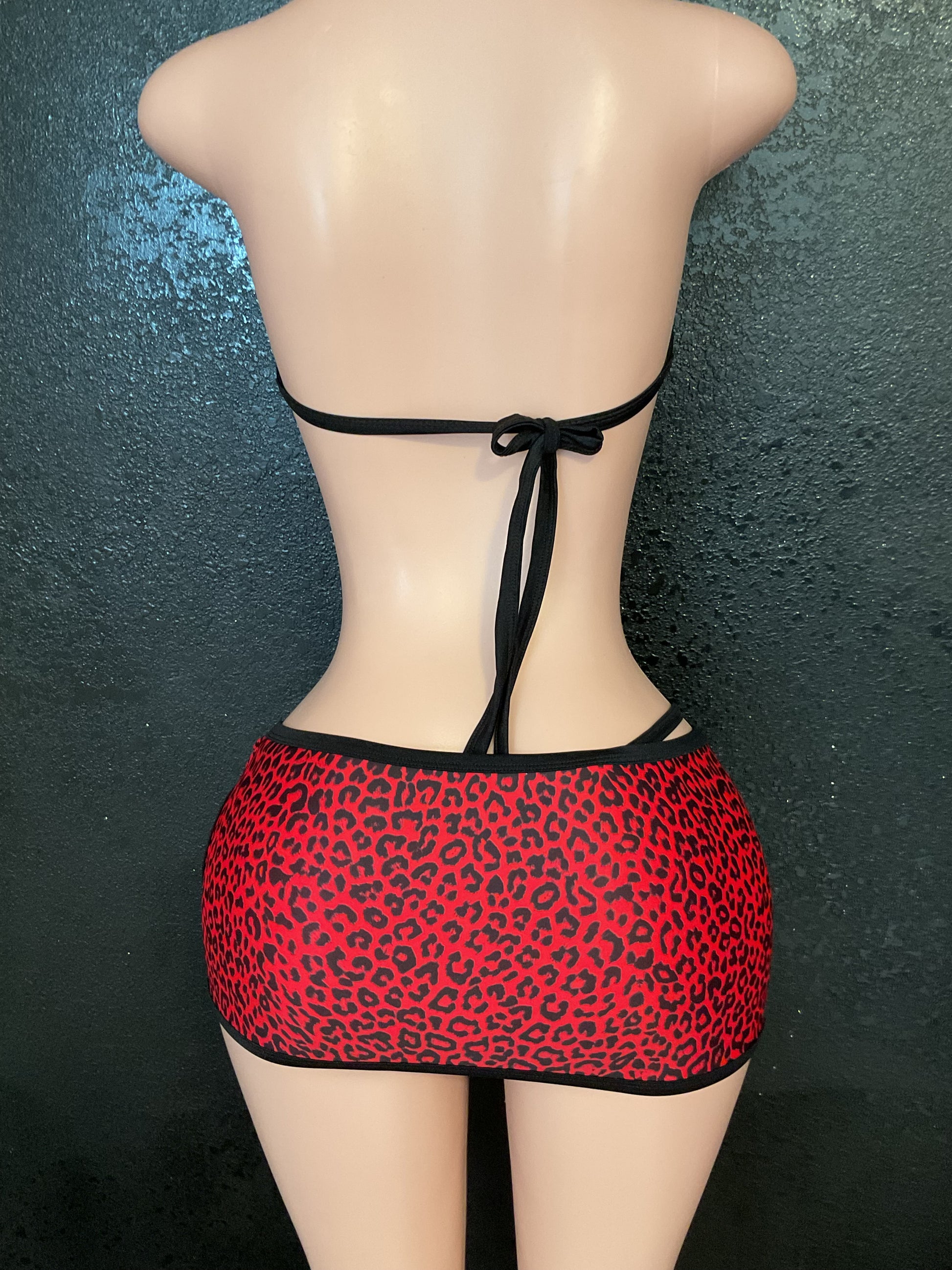 Lace up skirt bikini set
