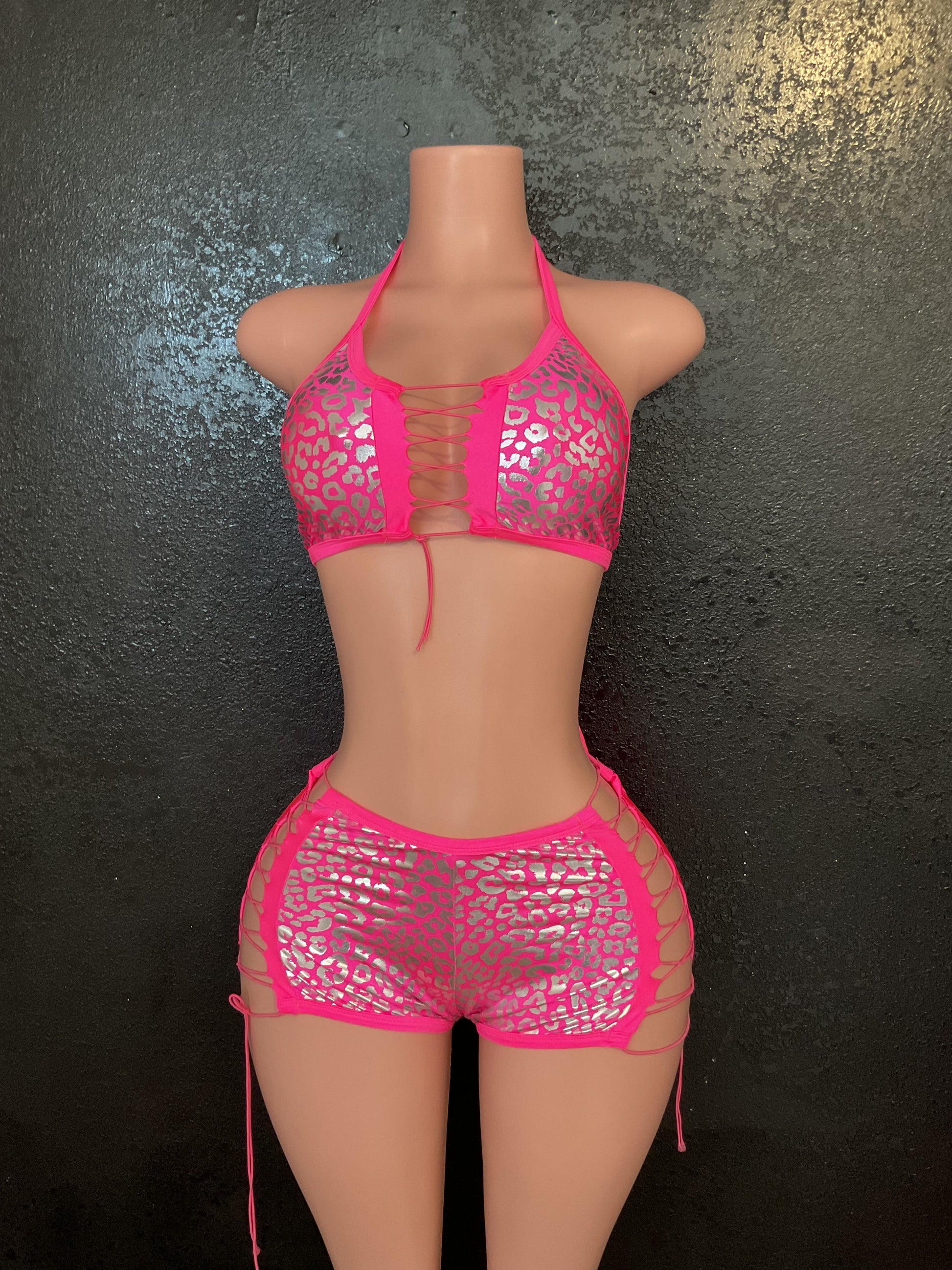 Lace up short set
