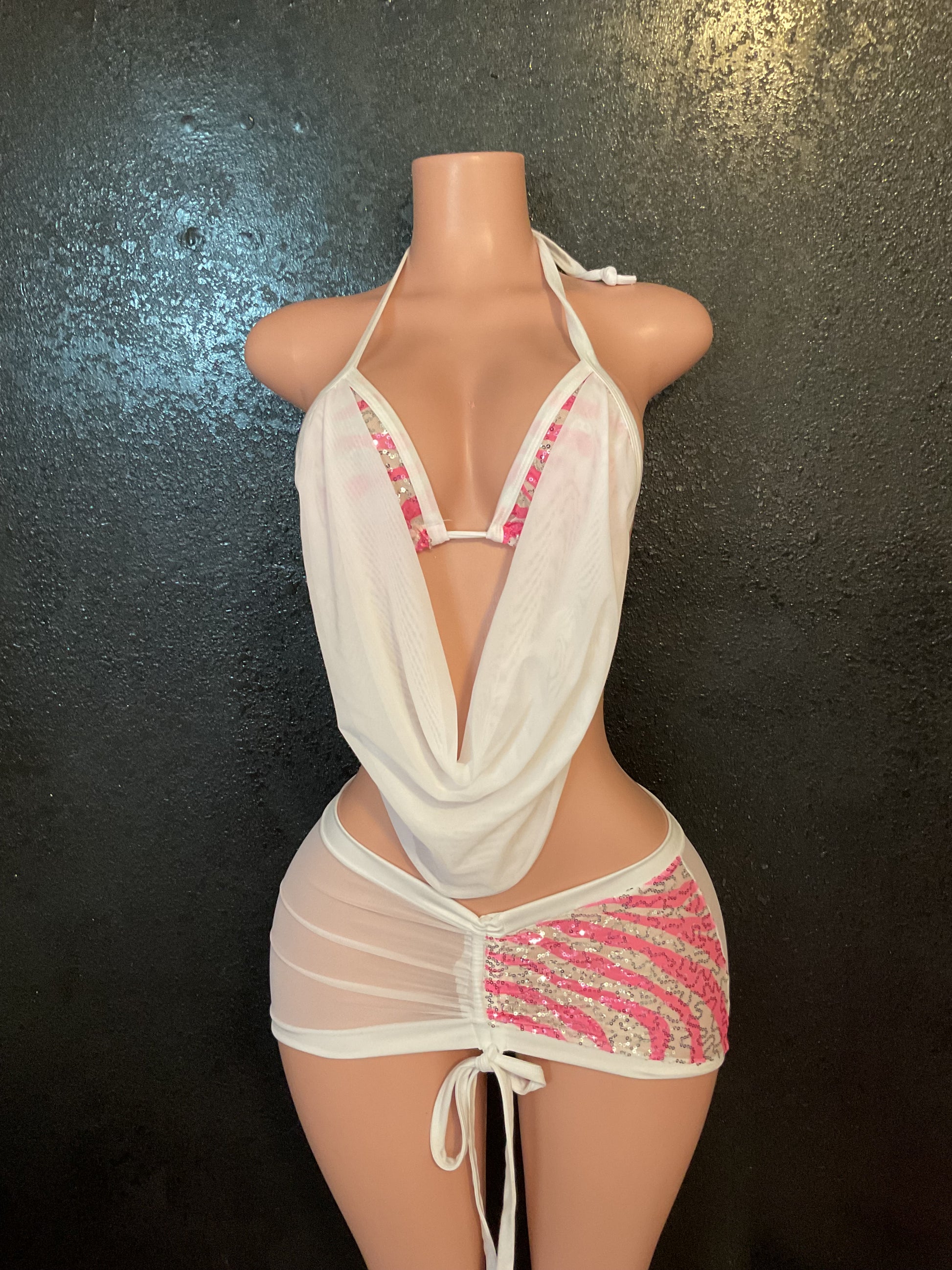 Skirt set sequin mesh