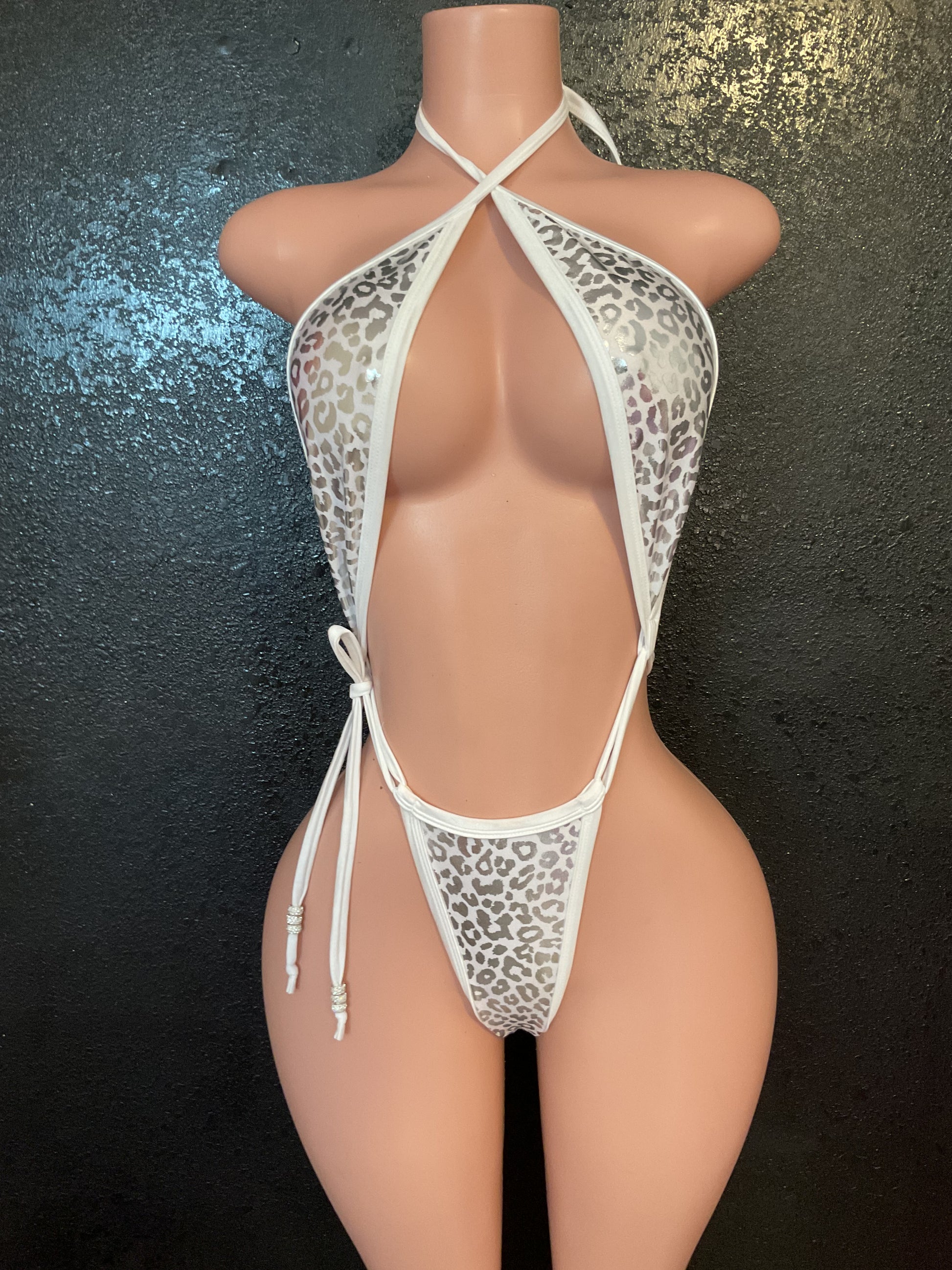 Leopard sling thong