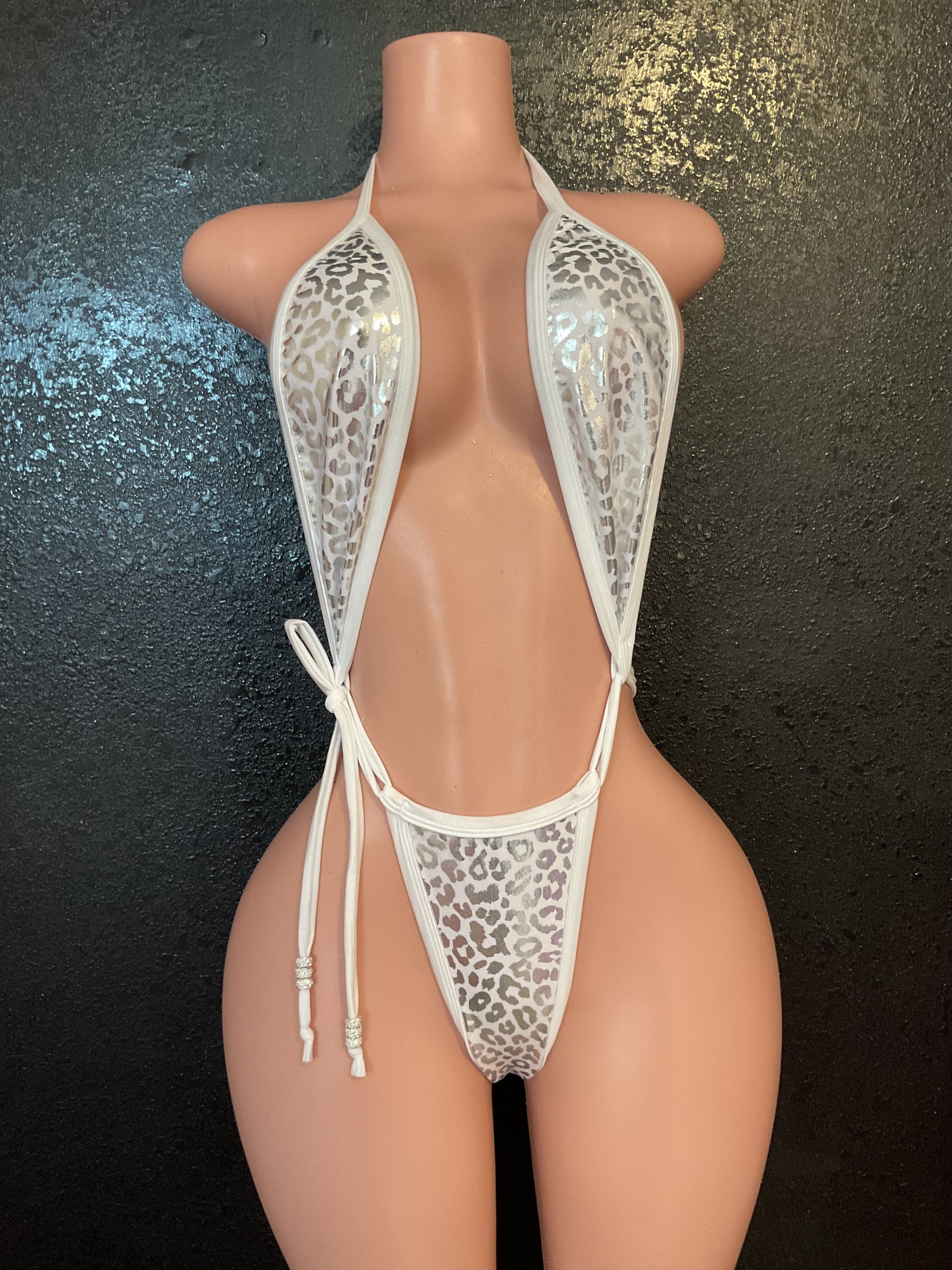 Leopard sling thong