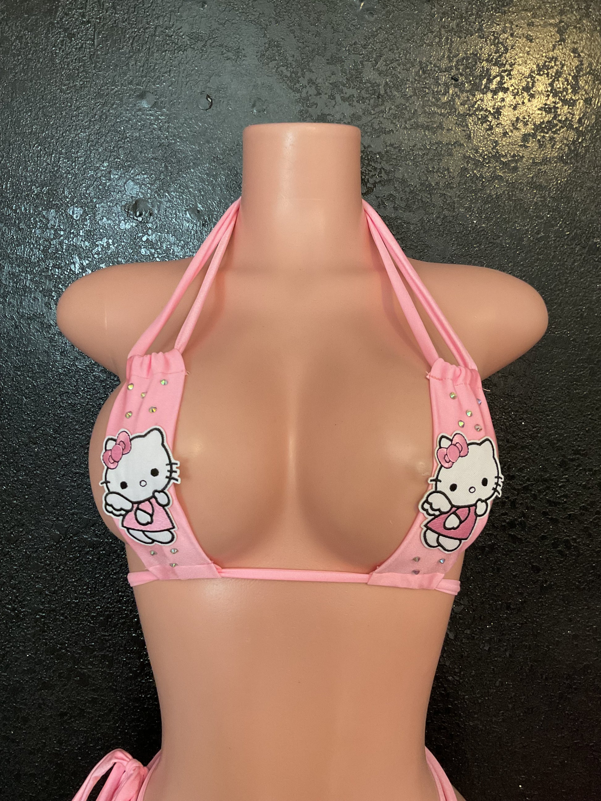 Pink kitty thong bikini