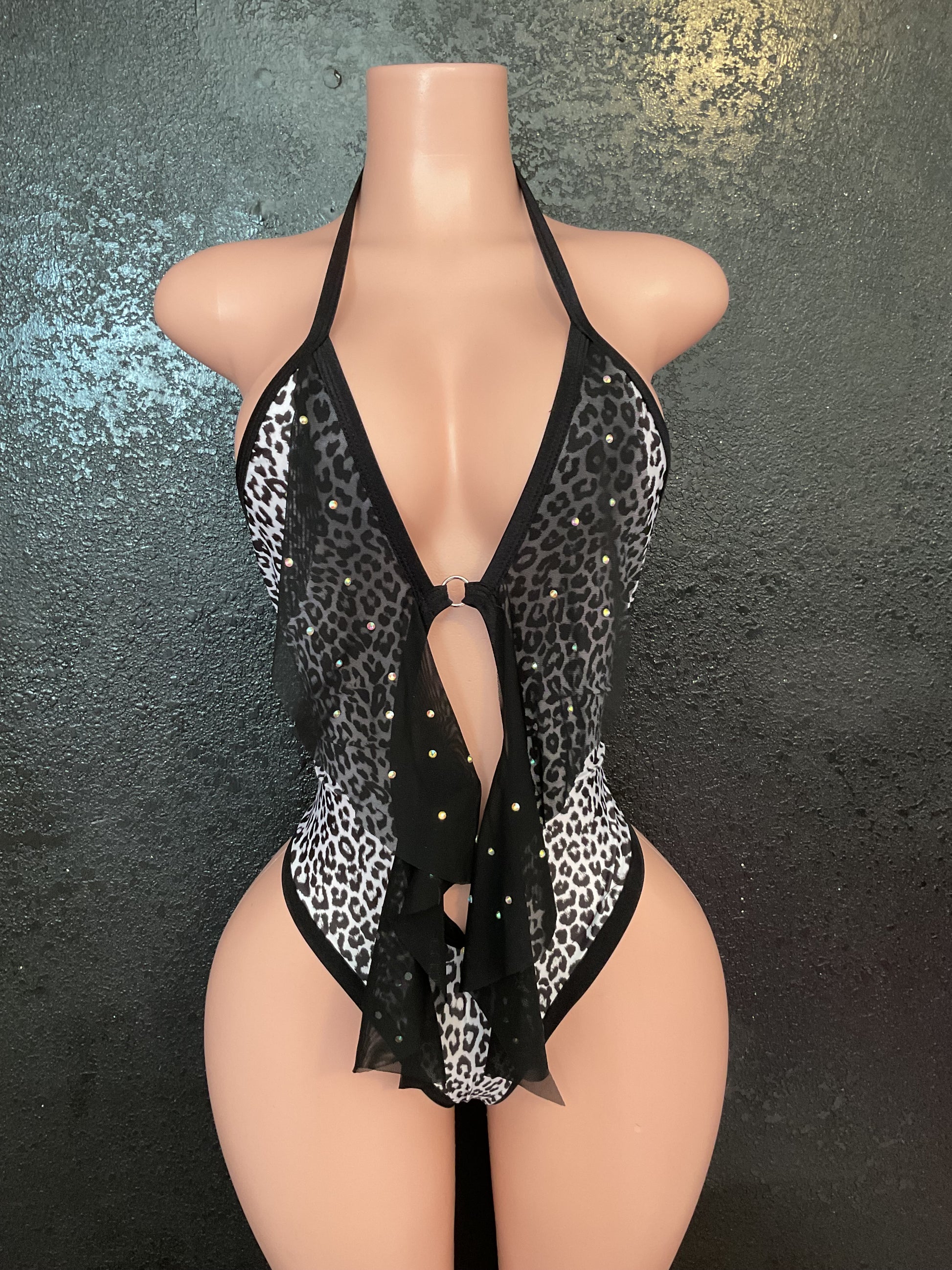 Ruffle thong one piece