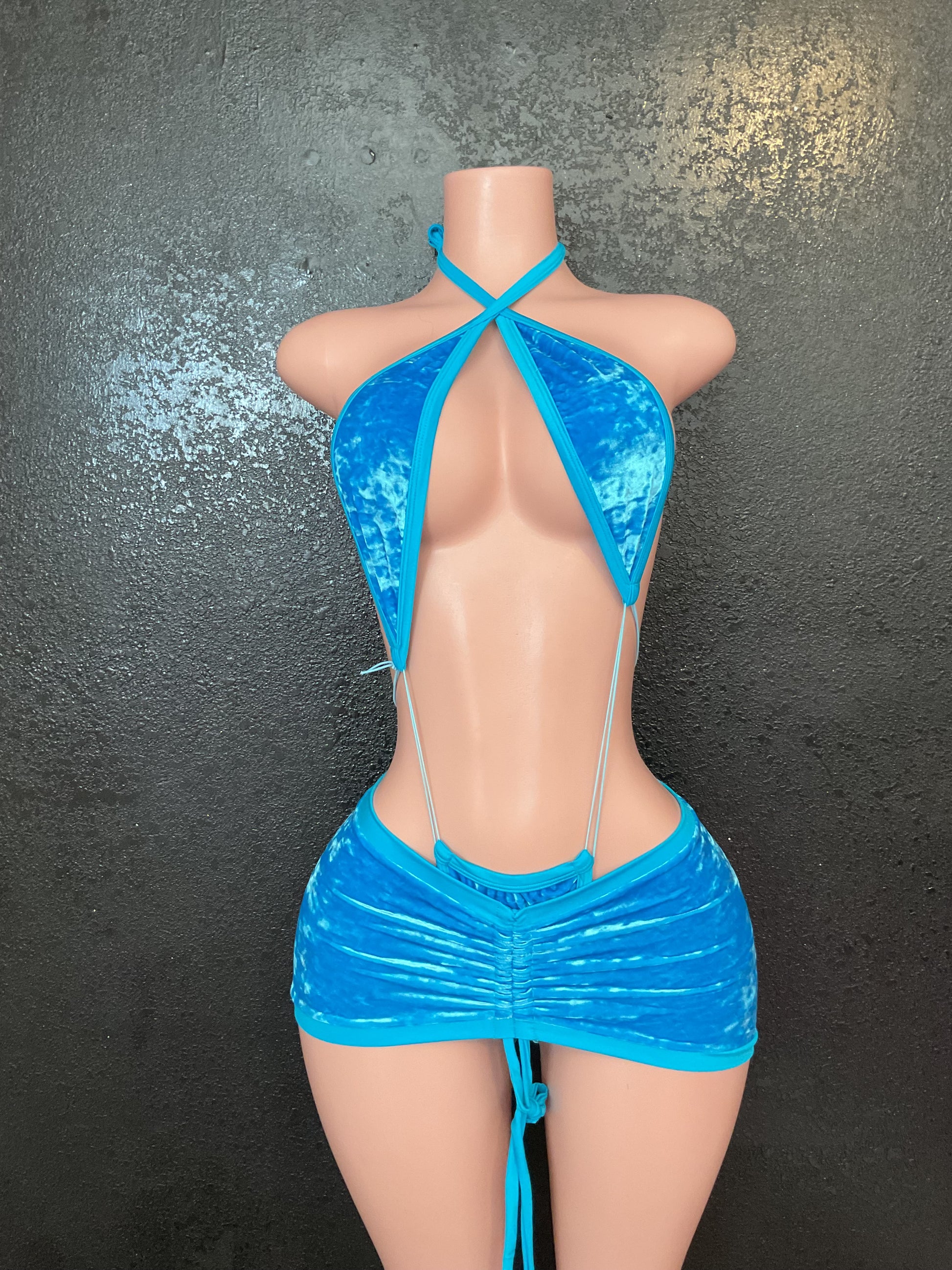 Velvet sling and skirt set