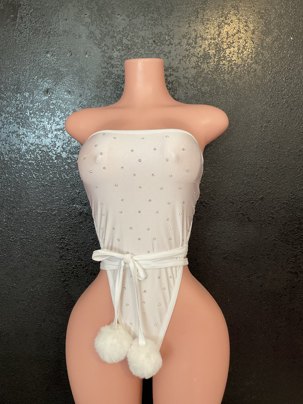 Stoned strapless wrap one piece