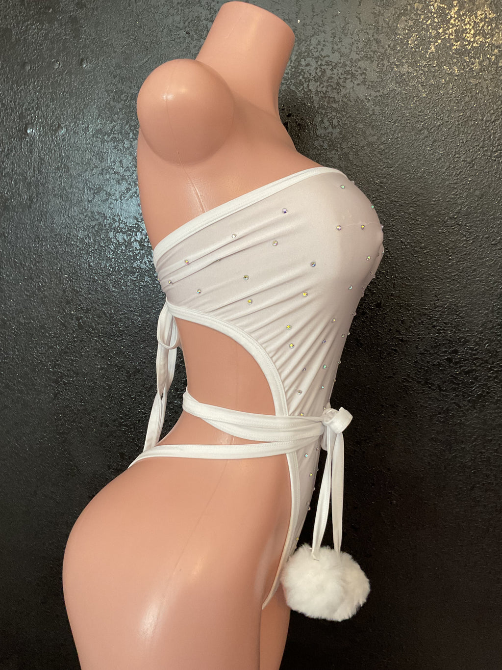 Stoned strapless wrap one piece