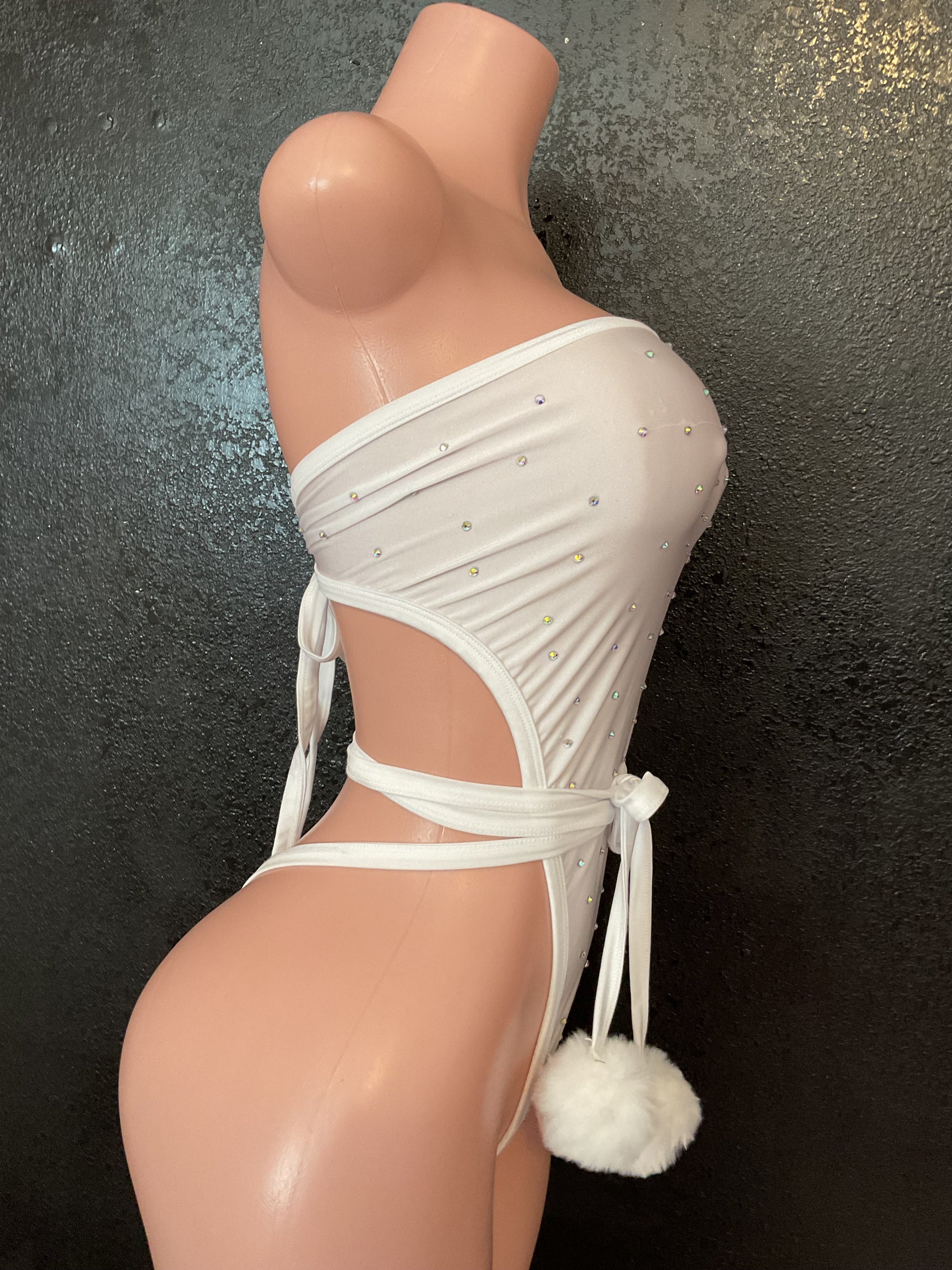 Stoned strapless wrap one piece