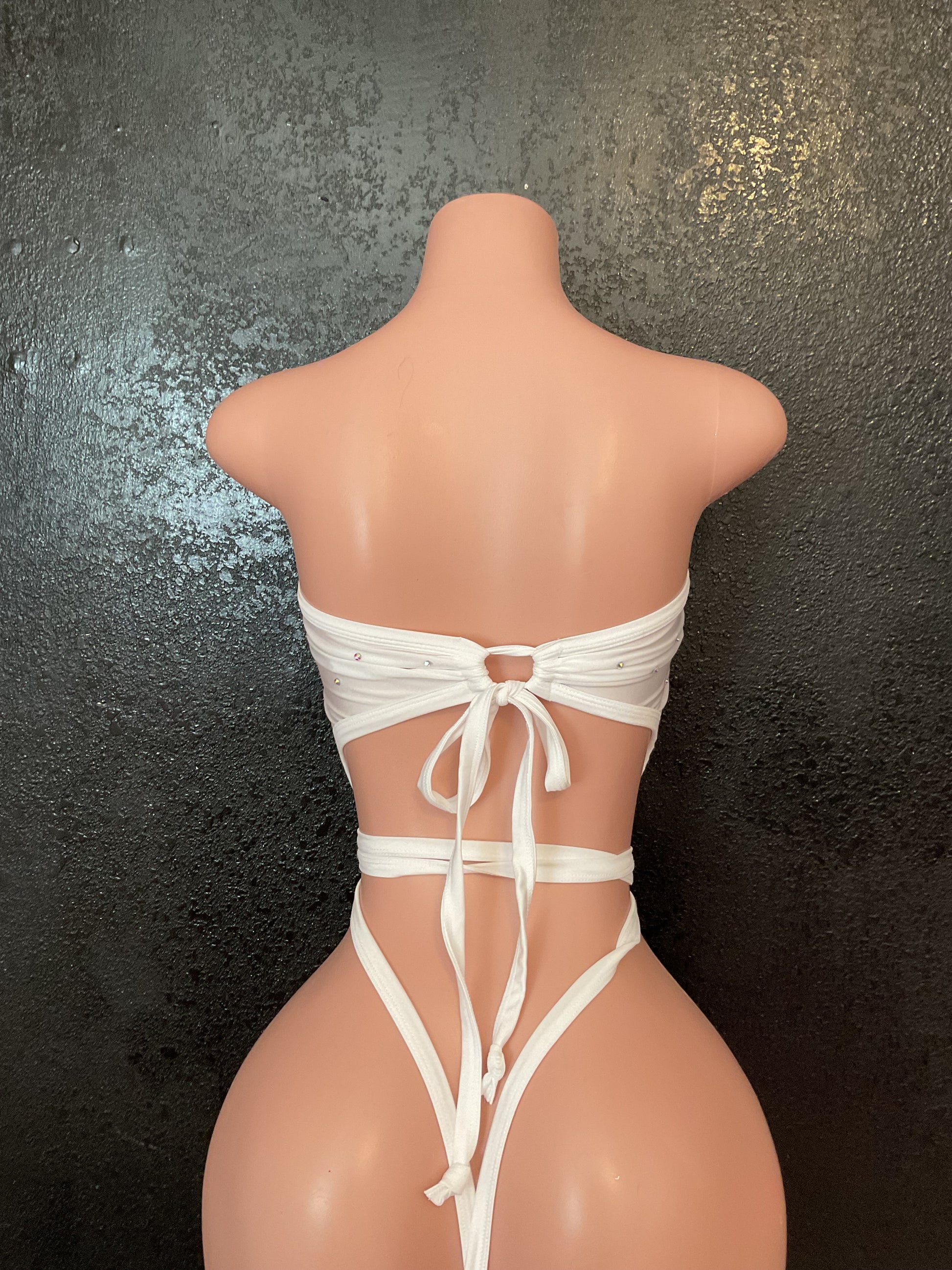 Stoned strapless wrap one piece
