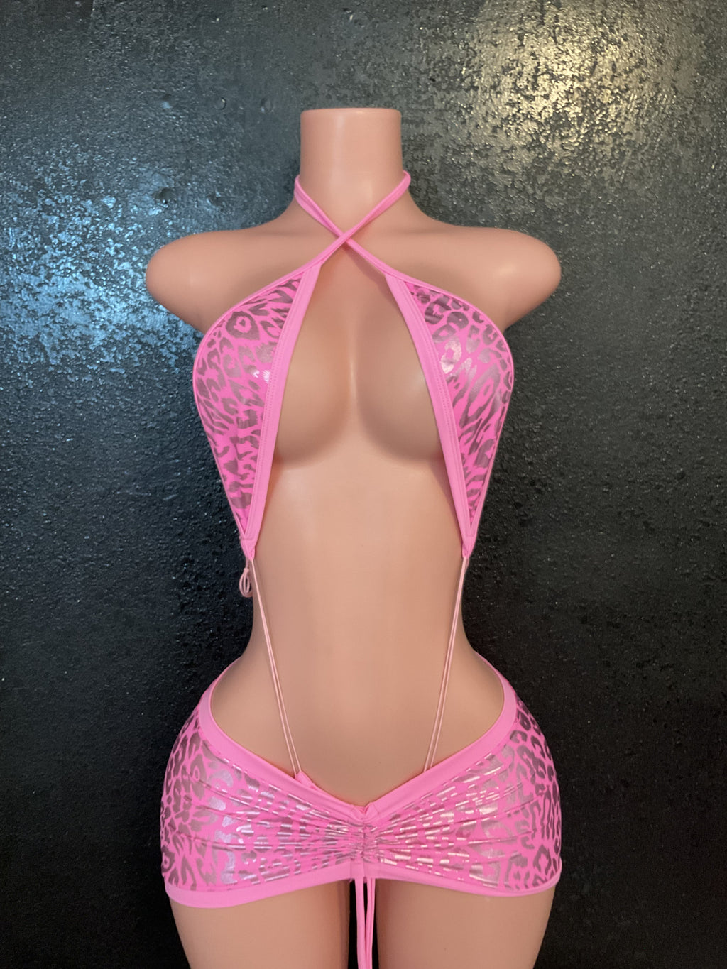 Pink leopard skirt set