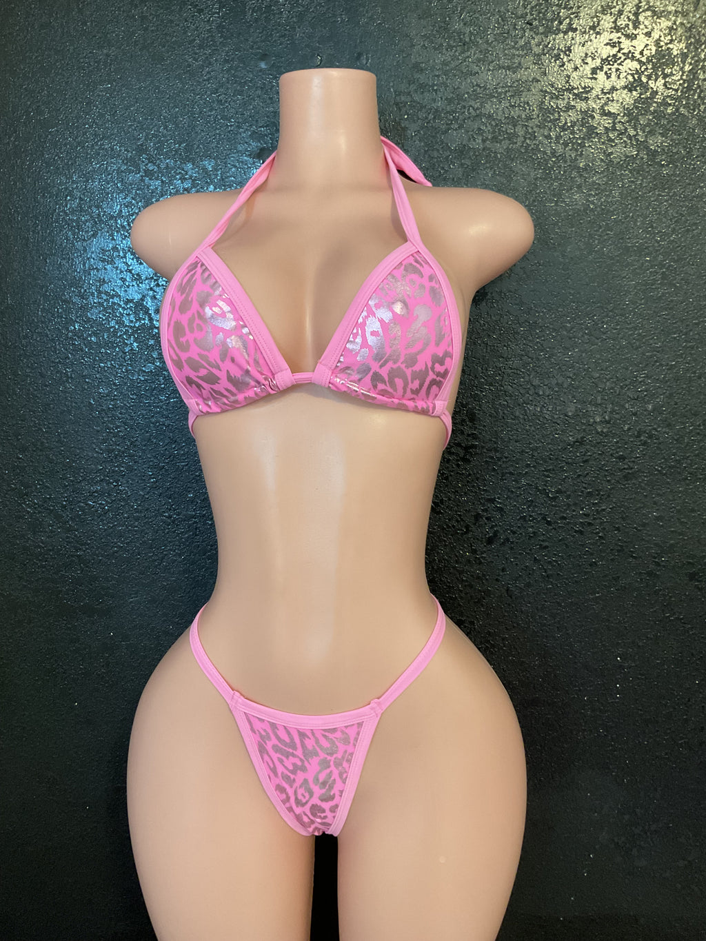 Pink leopard skirt set