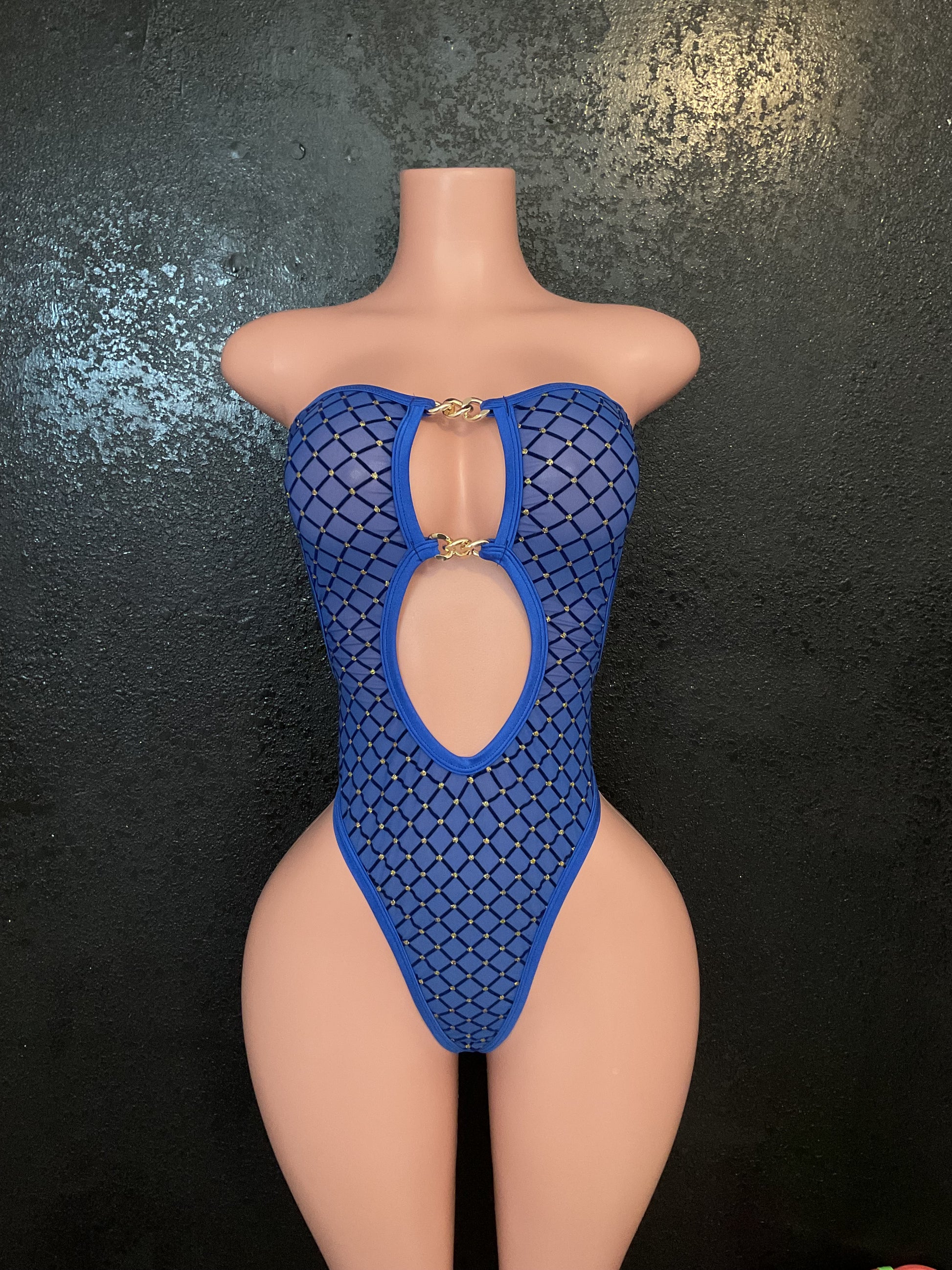Mesh strapless one piece