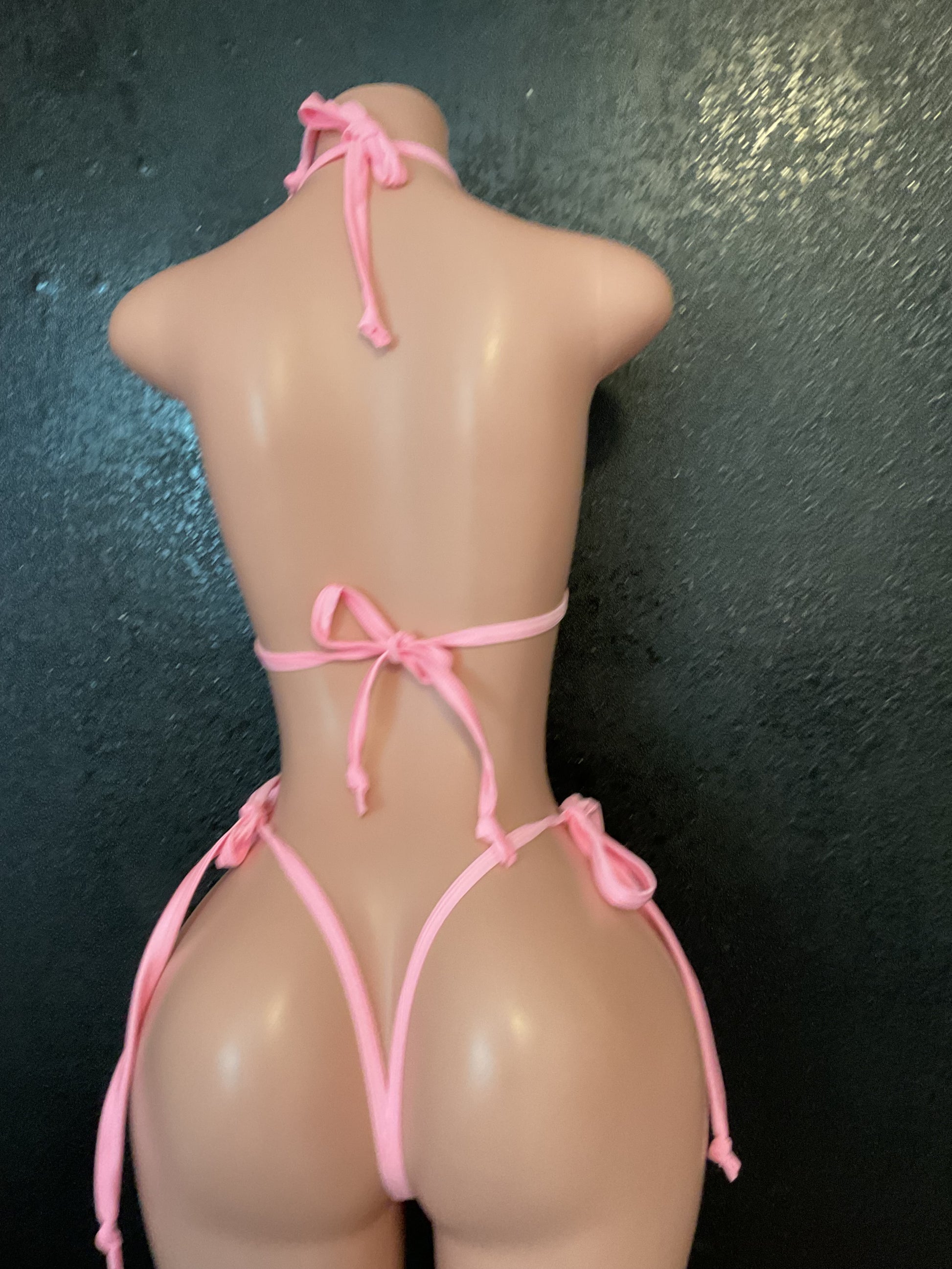 Pink bow g string bikini