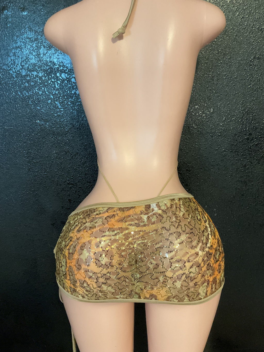 Leopard sequin skirt set