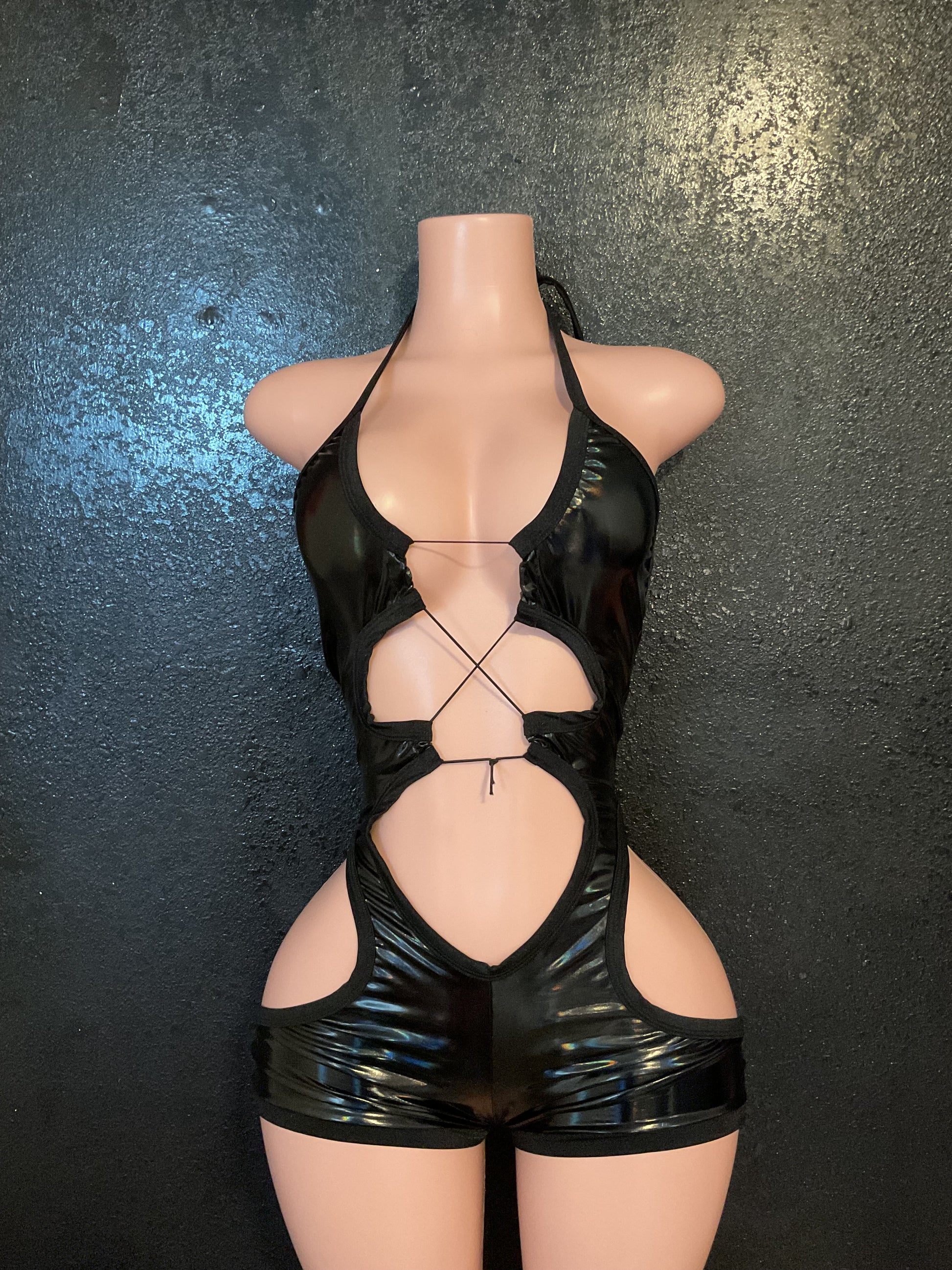 Cut out booty shorts romper