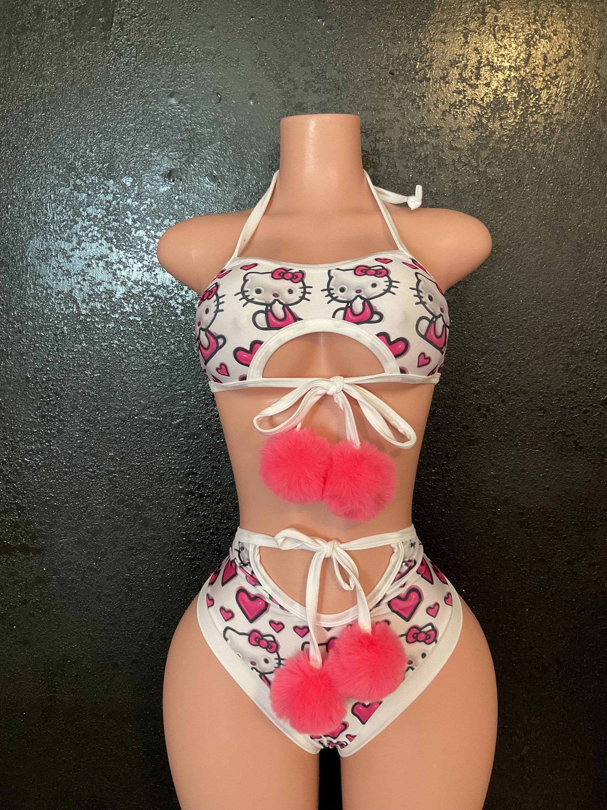 High waist Pom Pom set