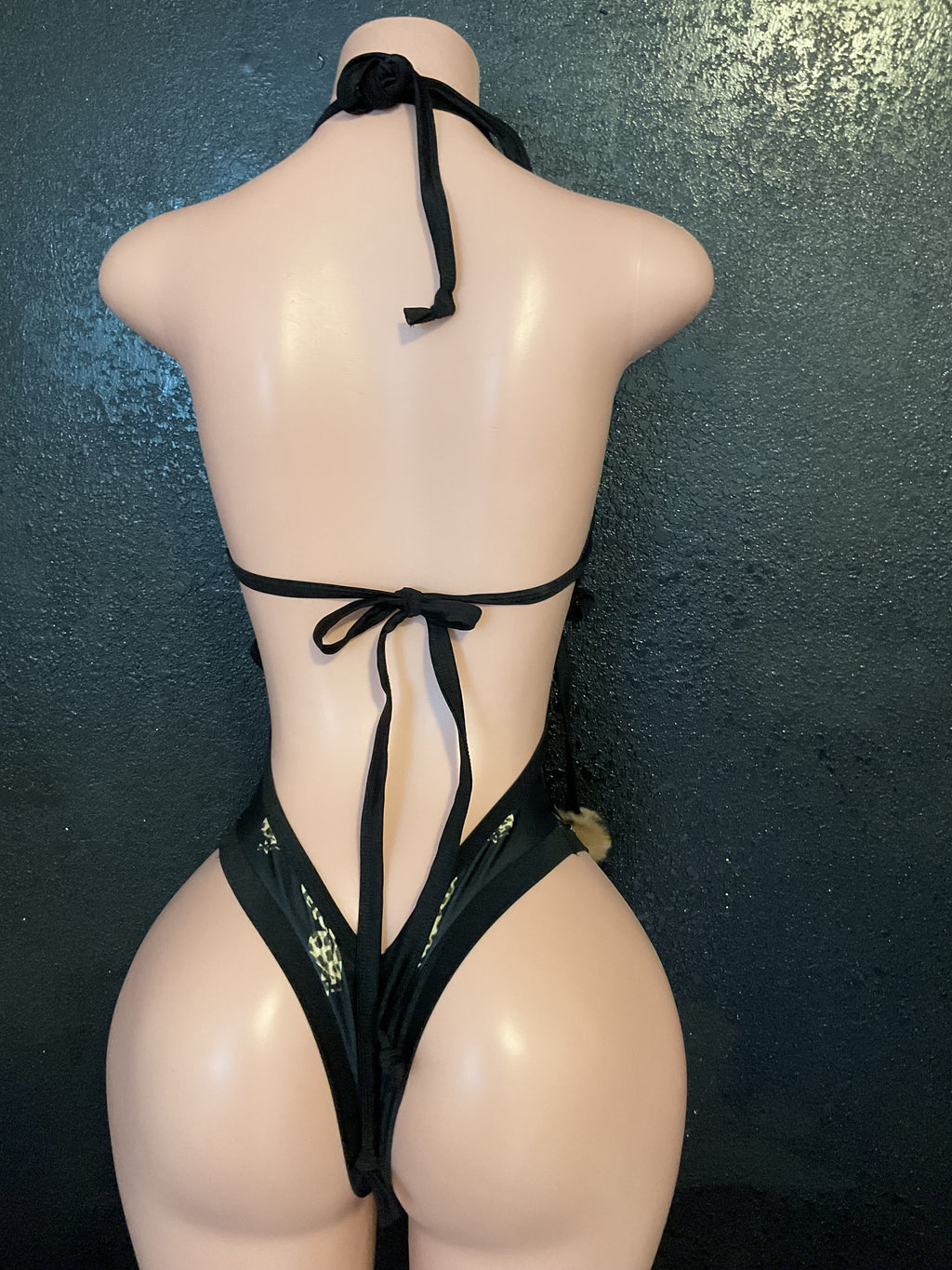 High waist Pom Pom bunny leopard