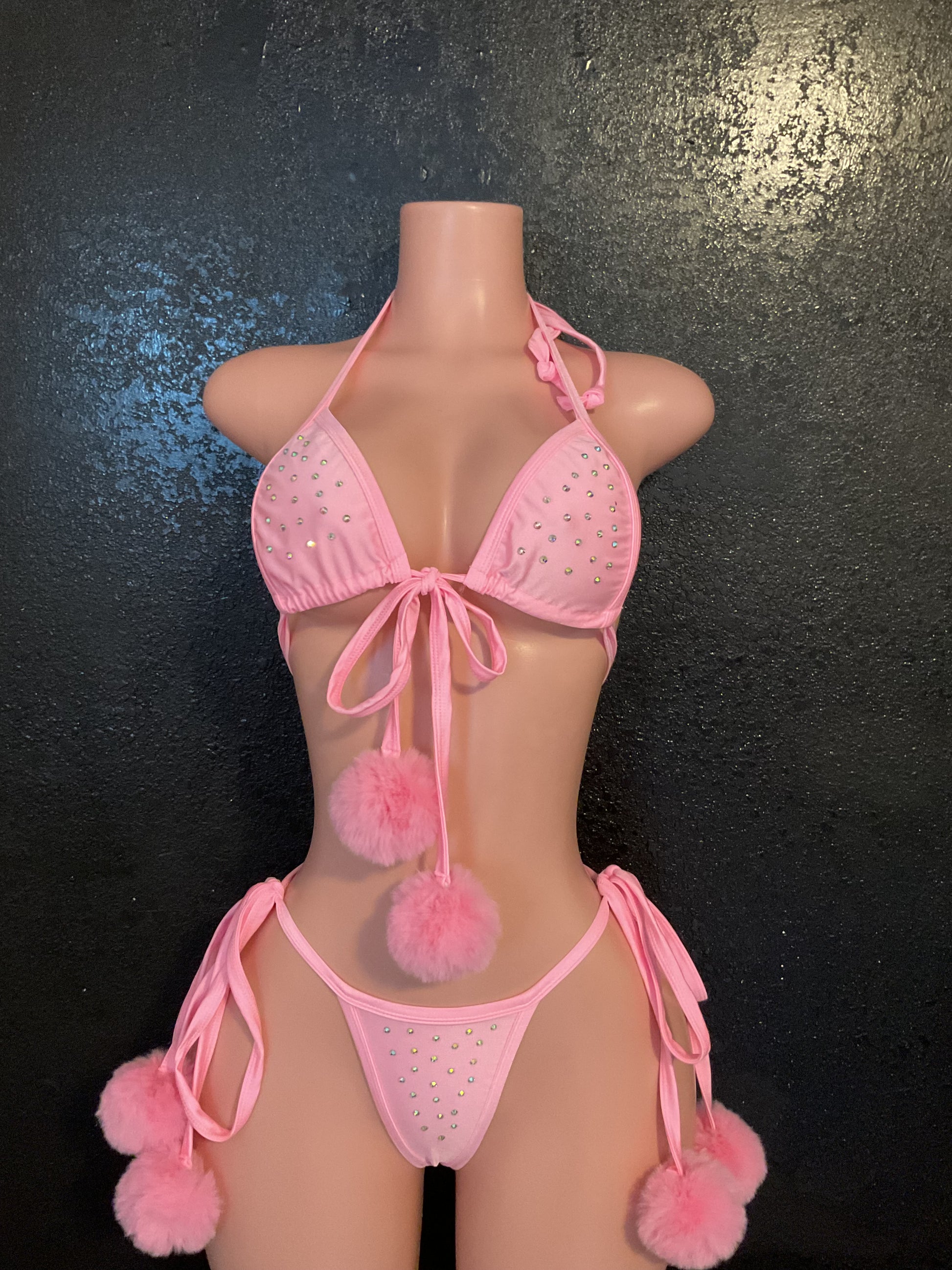 Rhinestone Pom Pom bikini