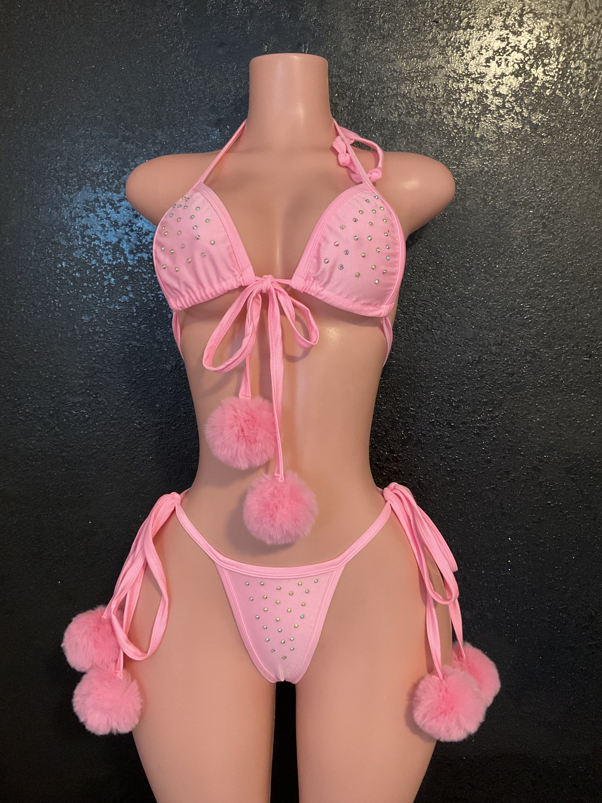 Rhinestone Pom Pom bikini