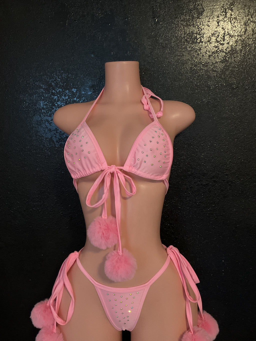 Rhinestone Pom Pom bikini