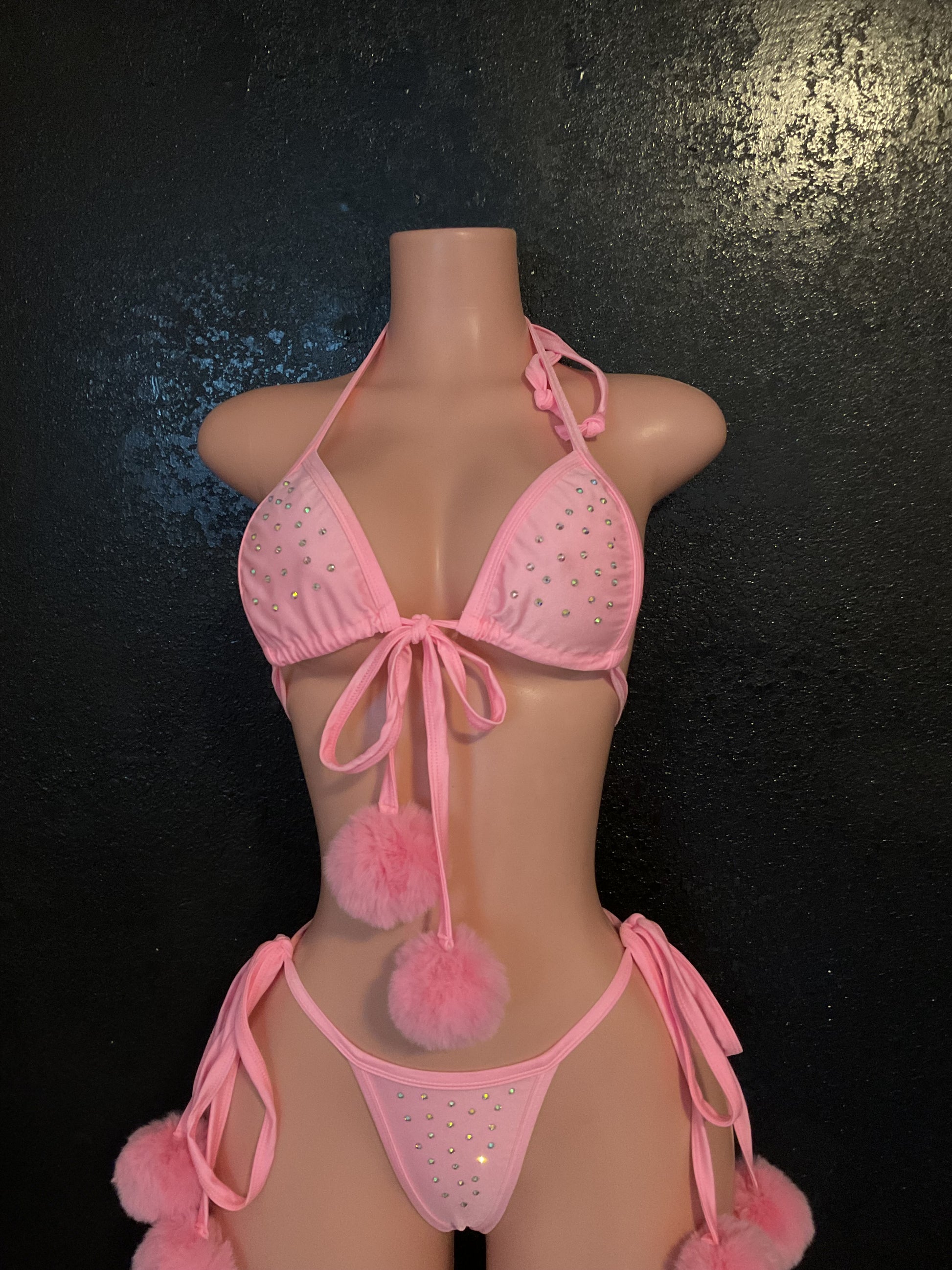 Rhinestone Pom Pom bikini