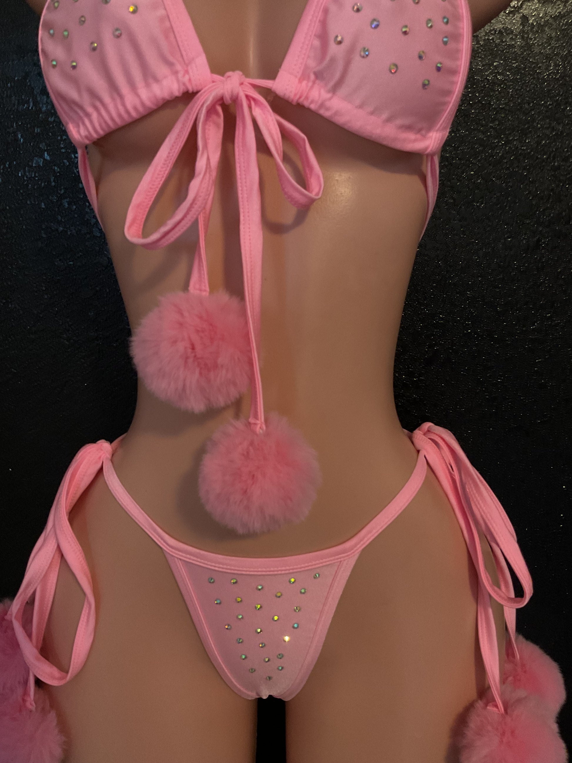 Rhinestone Pom Pom bikini