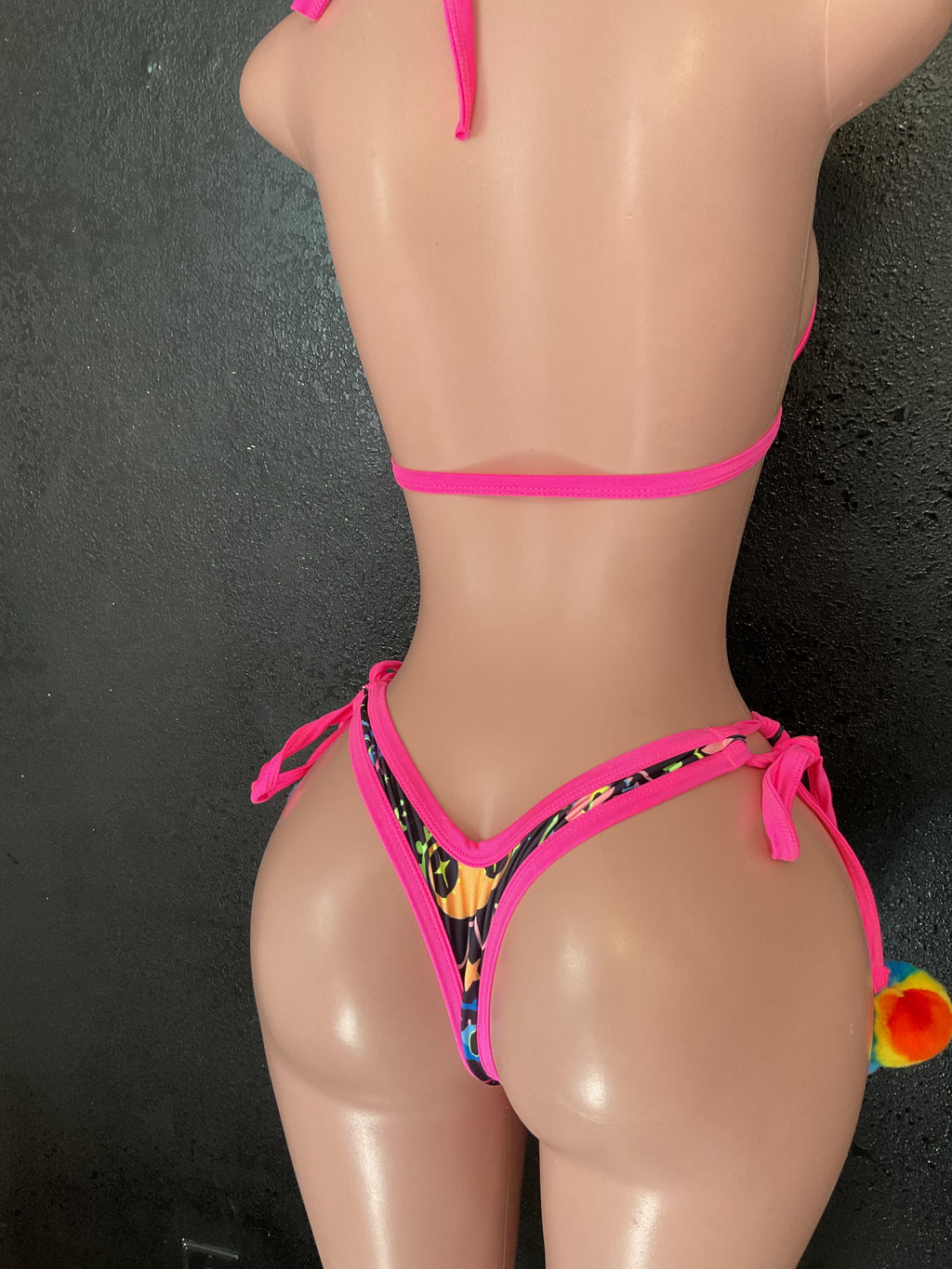 Neon kitty Pom Pom thong