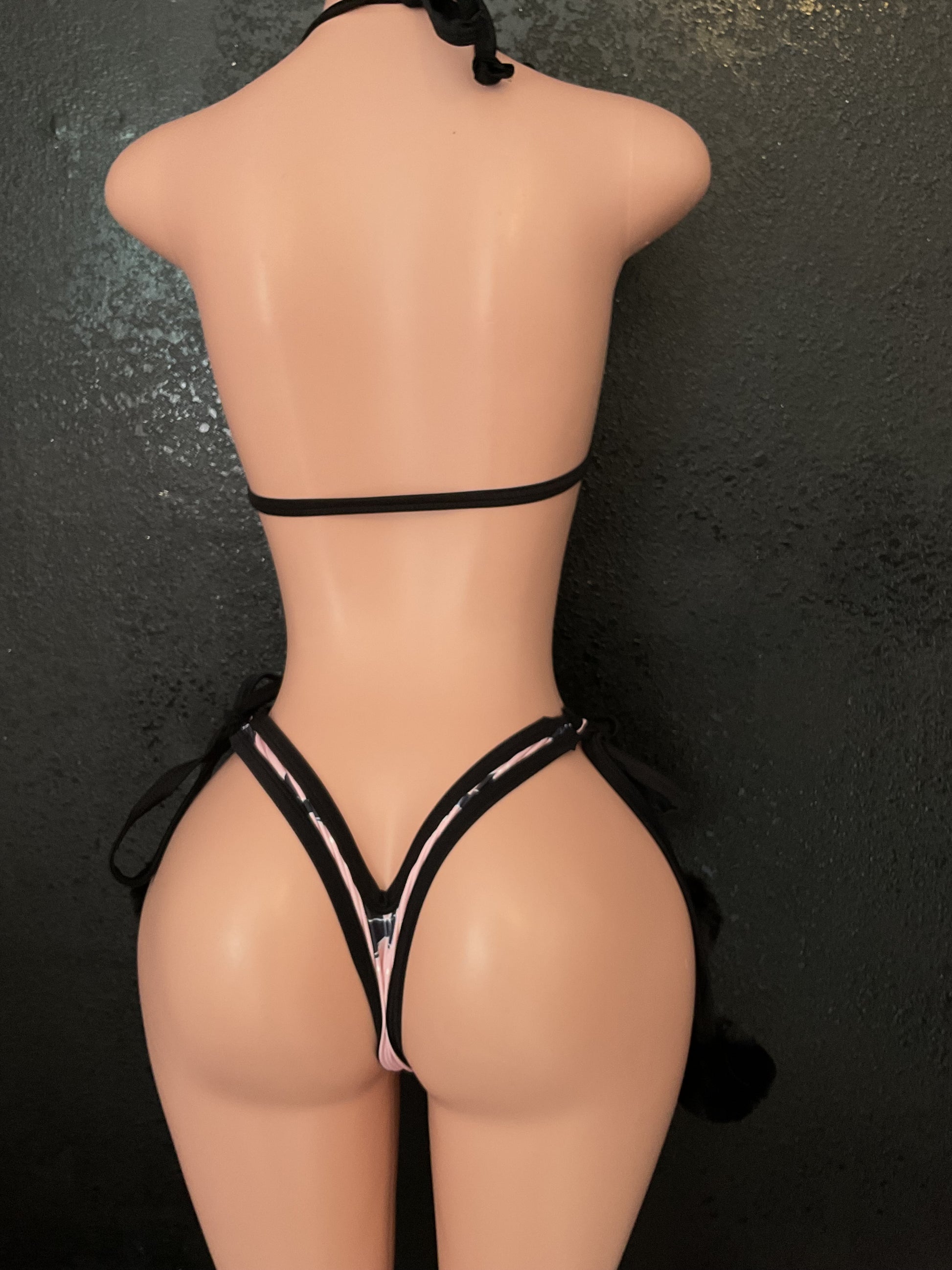 Pom Pom thong set bow print