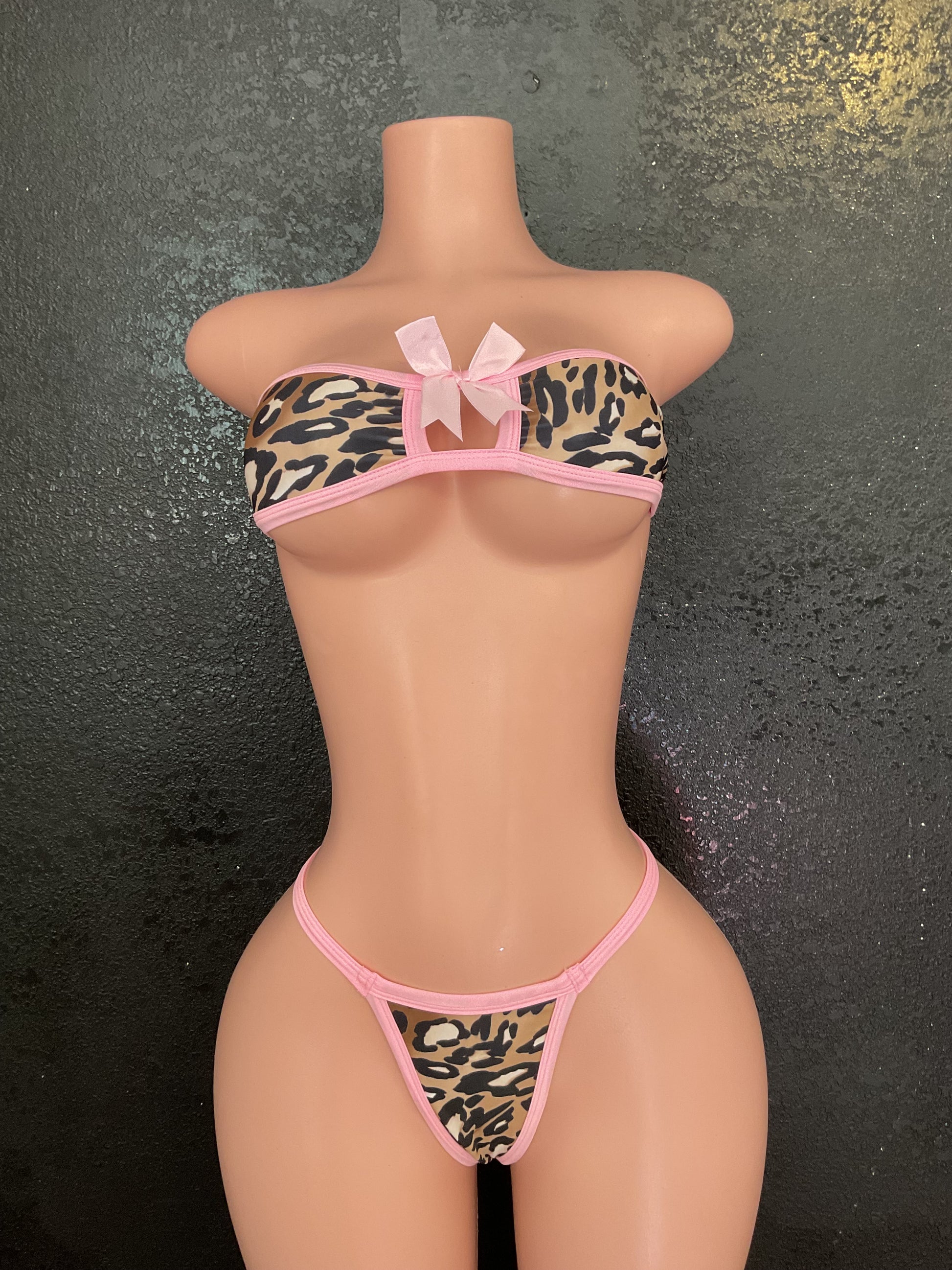 Leopard bow skirt set