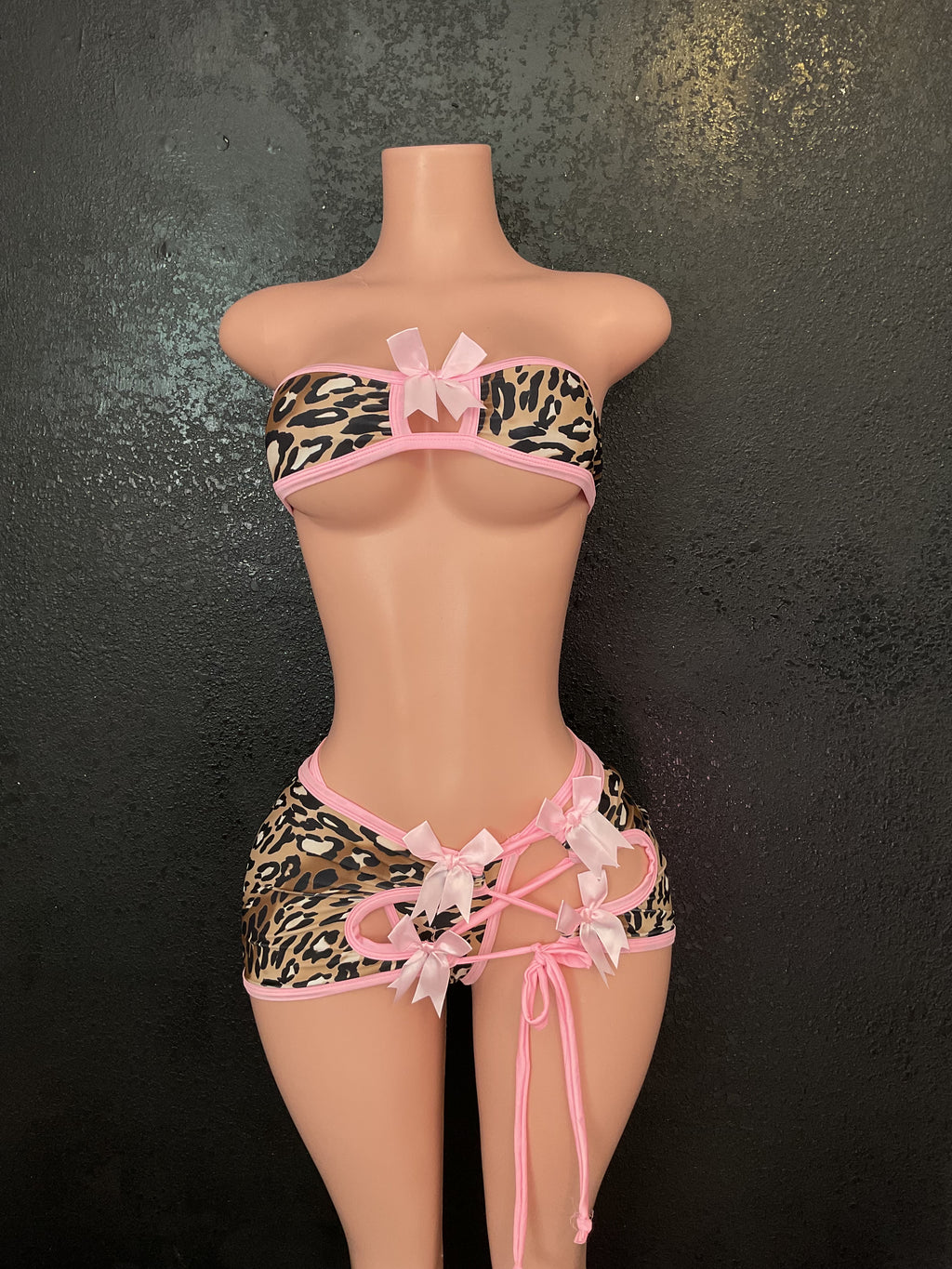 Leopard bow skirt set