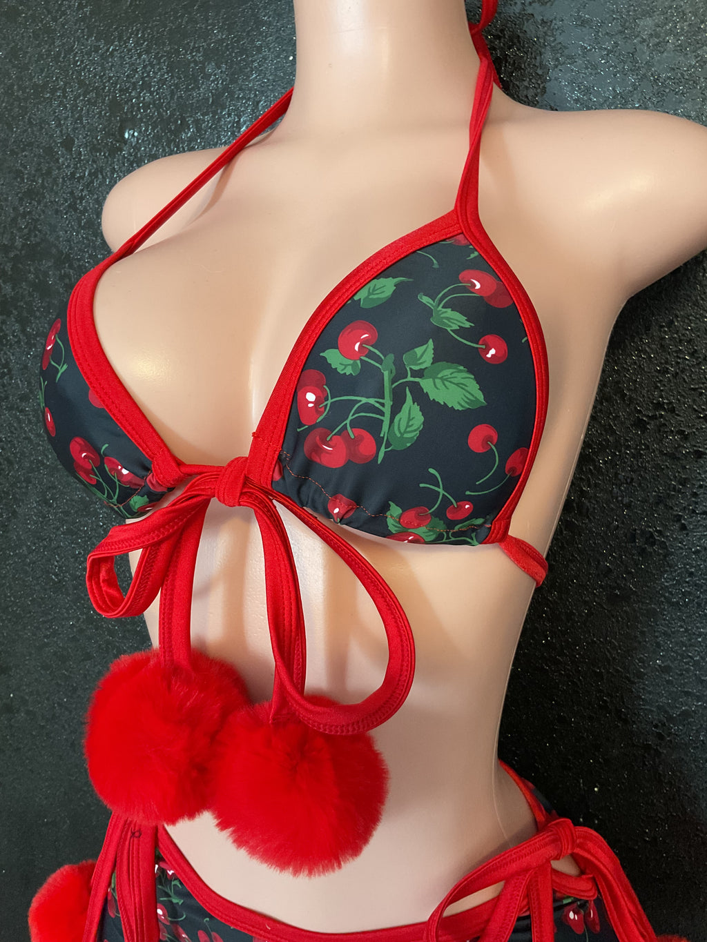 Cherry Pom Pom skirt set
