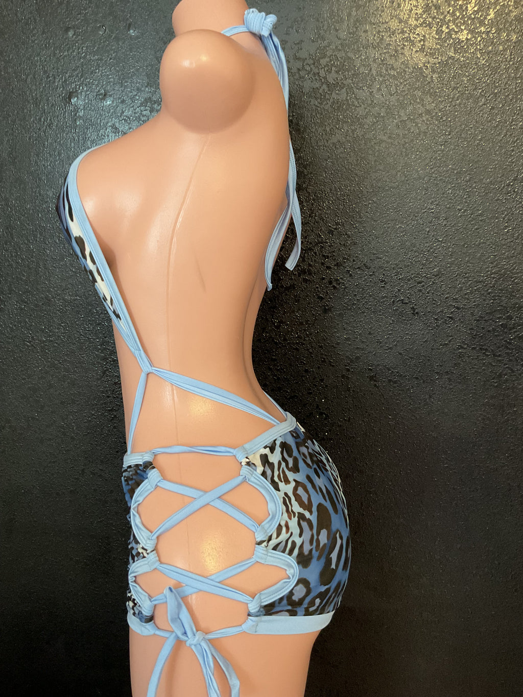 Leopard lace up skirt set