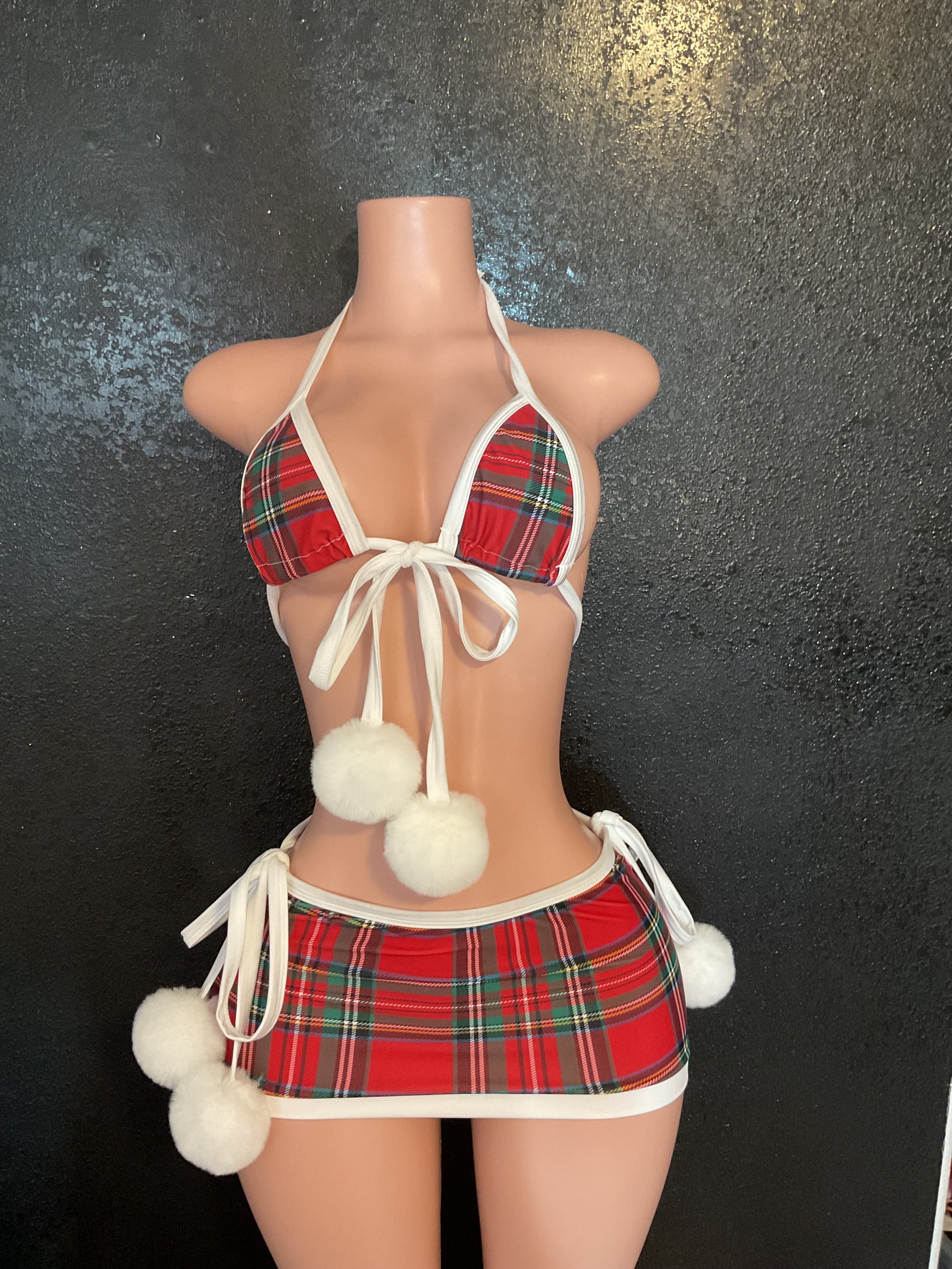 Plain skirt set holiday Christmas Pom Pom