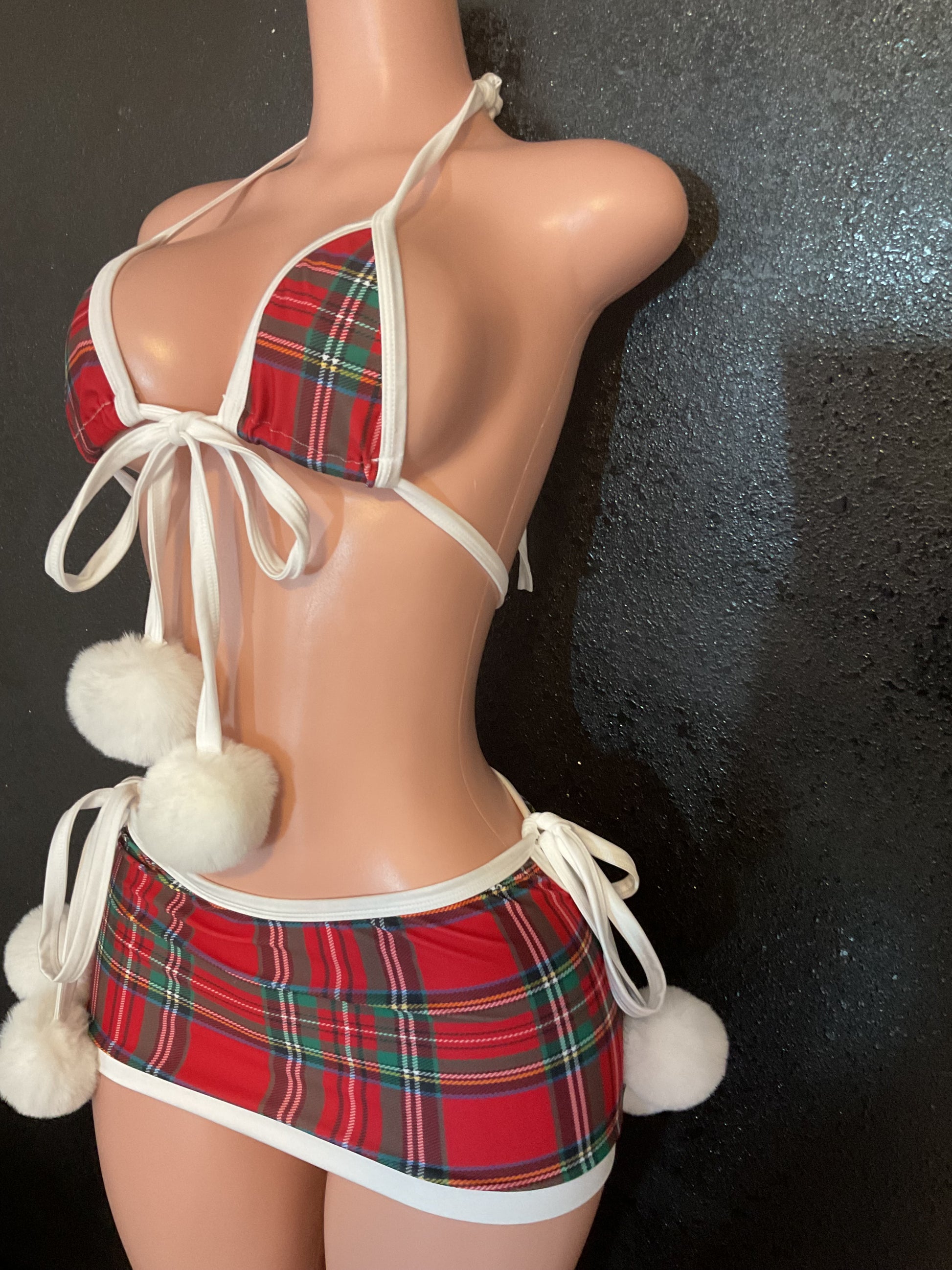 Plain skirt set holiday Christmas Pom Pom