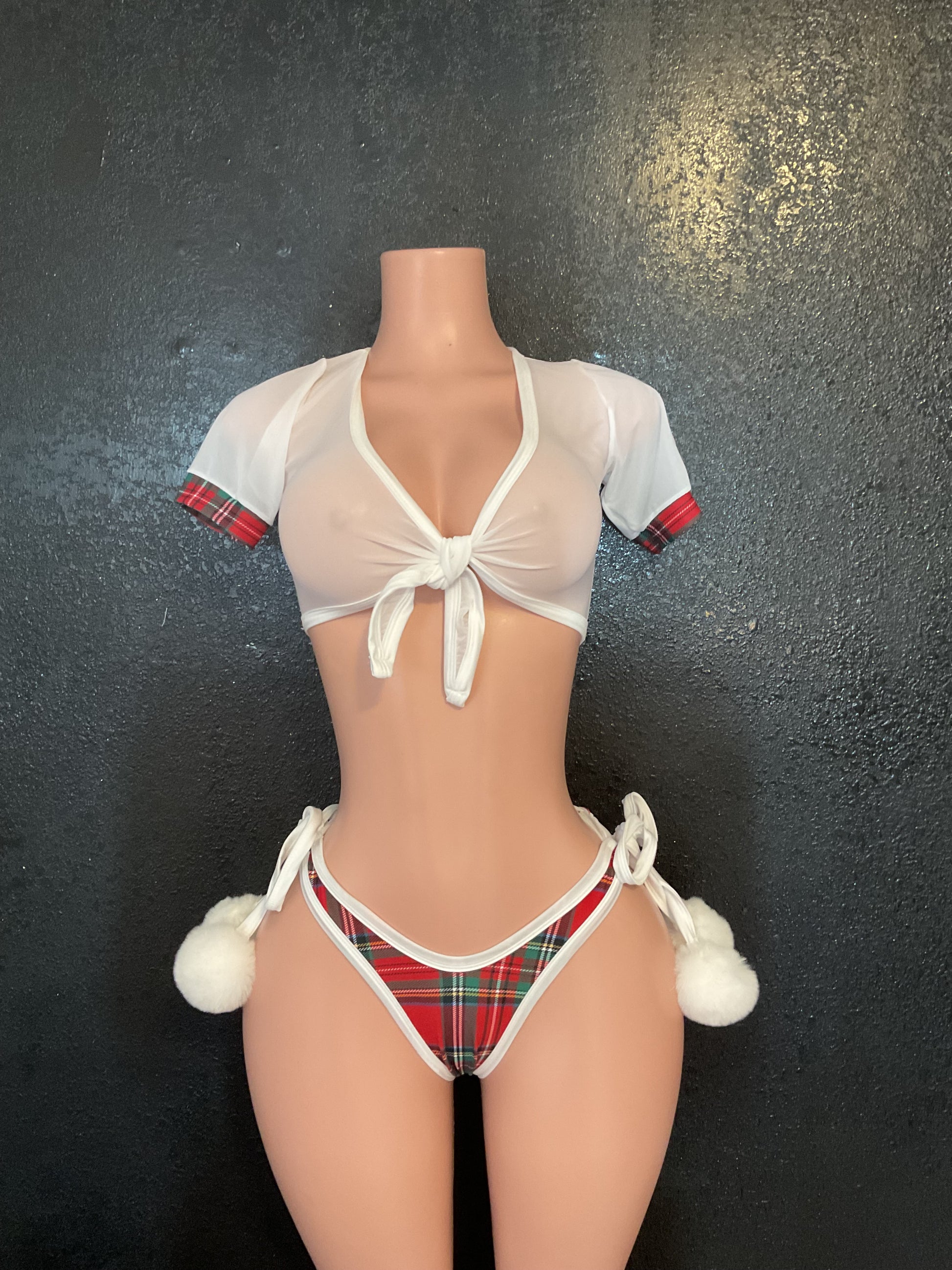 Plaid thong set