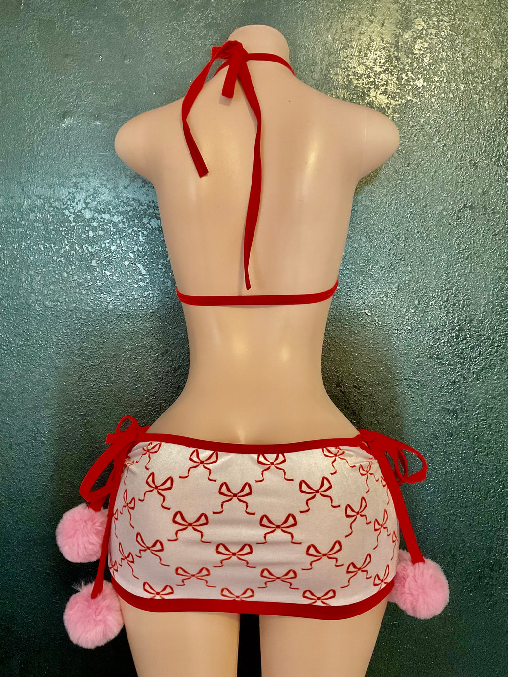 Bow velvet skirt set