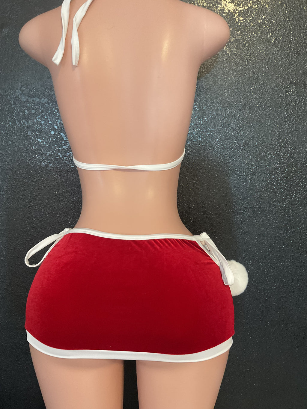 Red velvet Pom Pom skirt set
