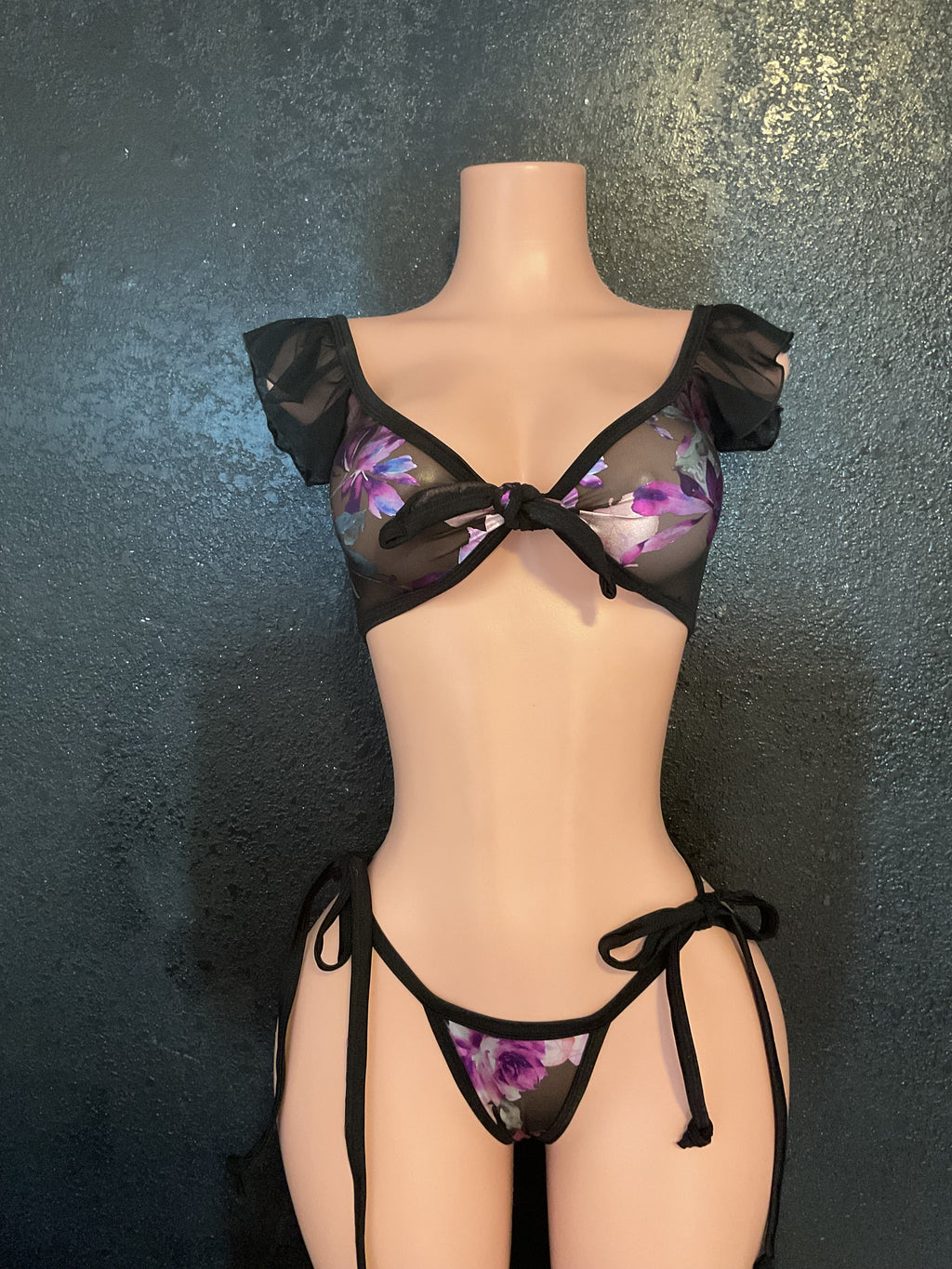 Ruffle sleeve g string set